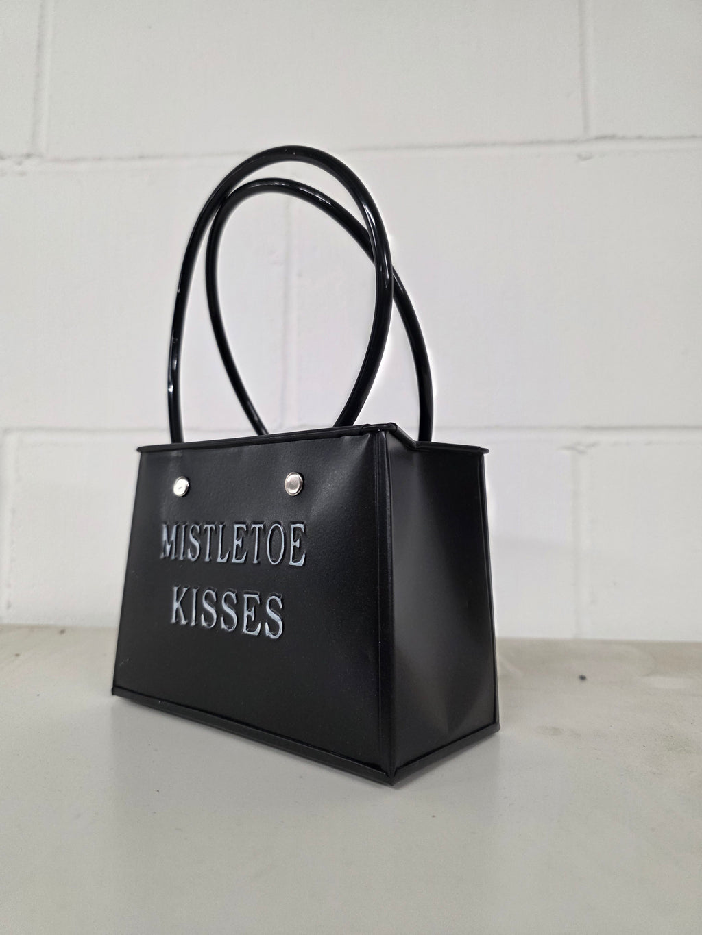 Pot Baggy Mistletoe Kisses Black 14cm
