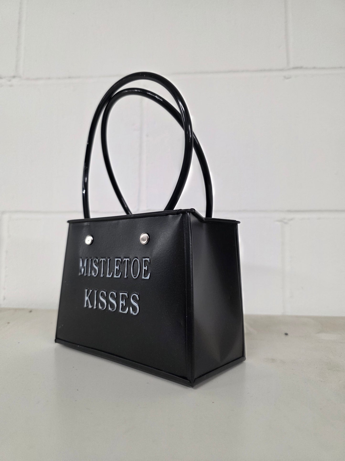 Pot Baggy Mistletoe Kisses Black 14cm