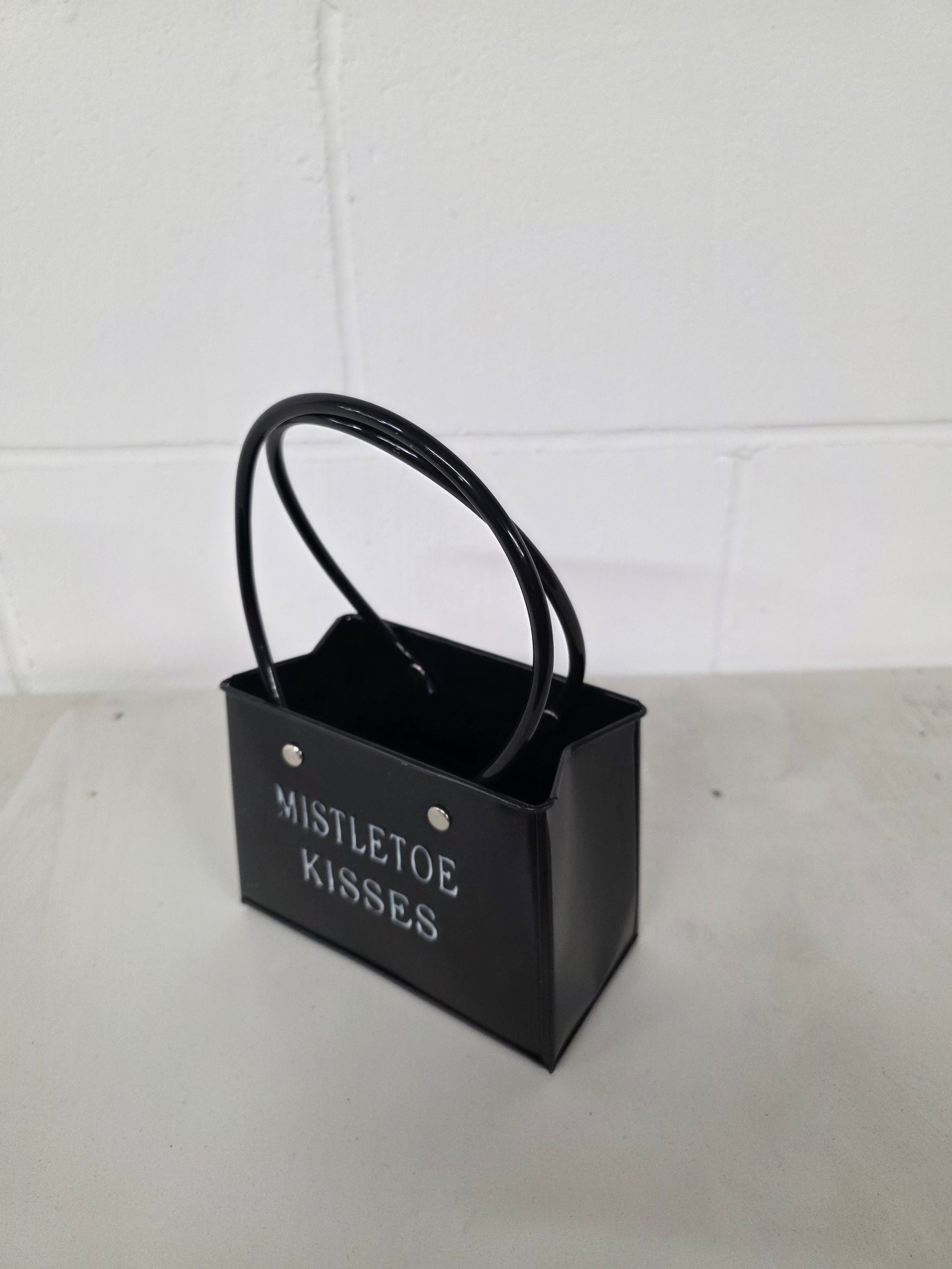 Pot Baggy Mistletoe Kisses Black 14cm