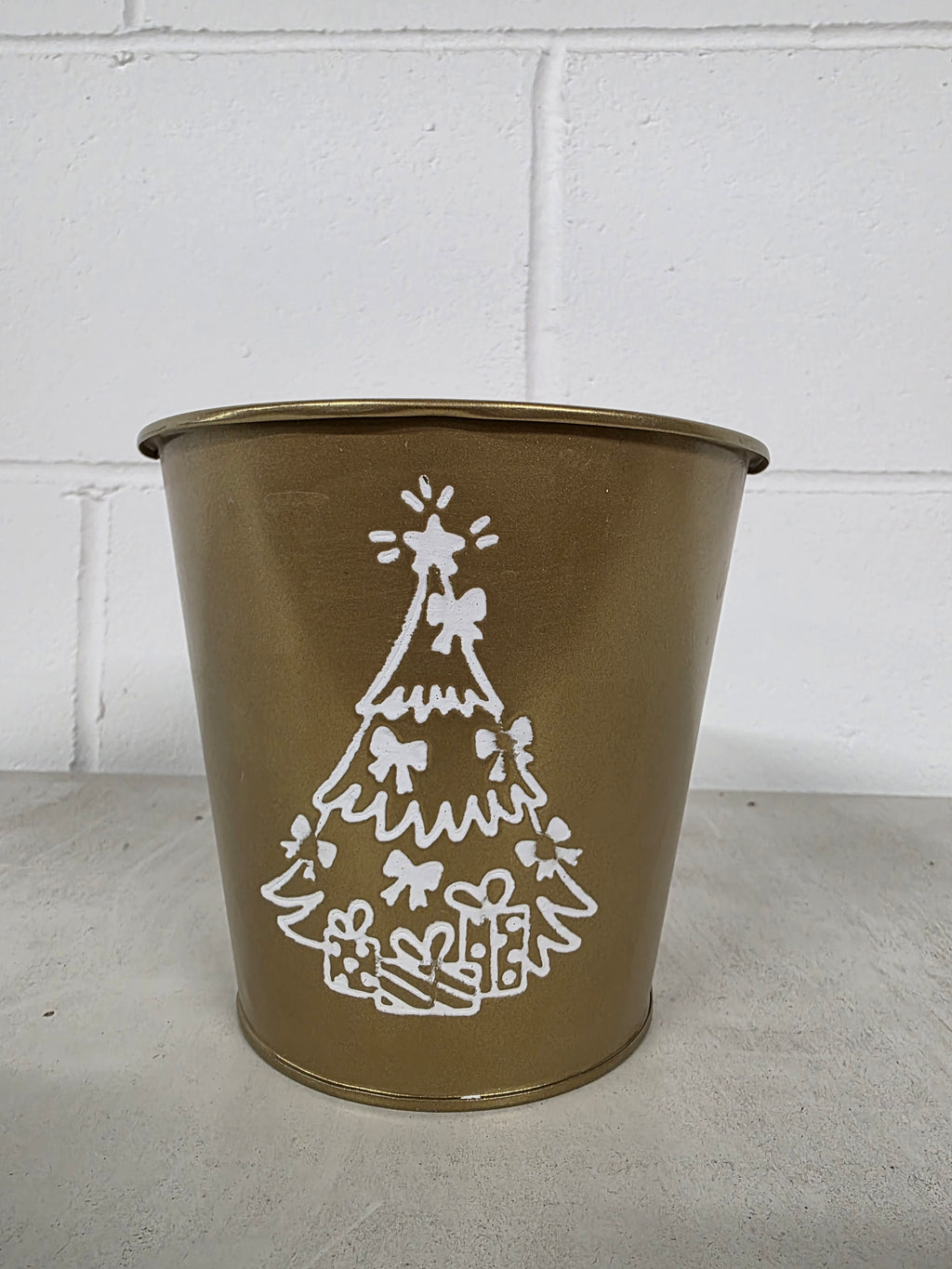 Metal Indica Pot Xmas 14cm Gold