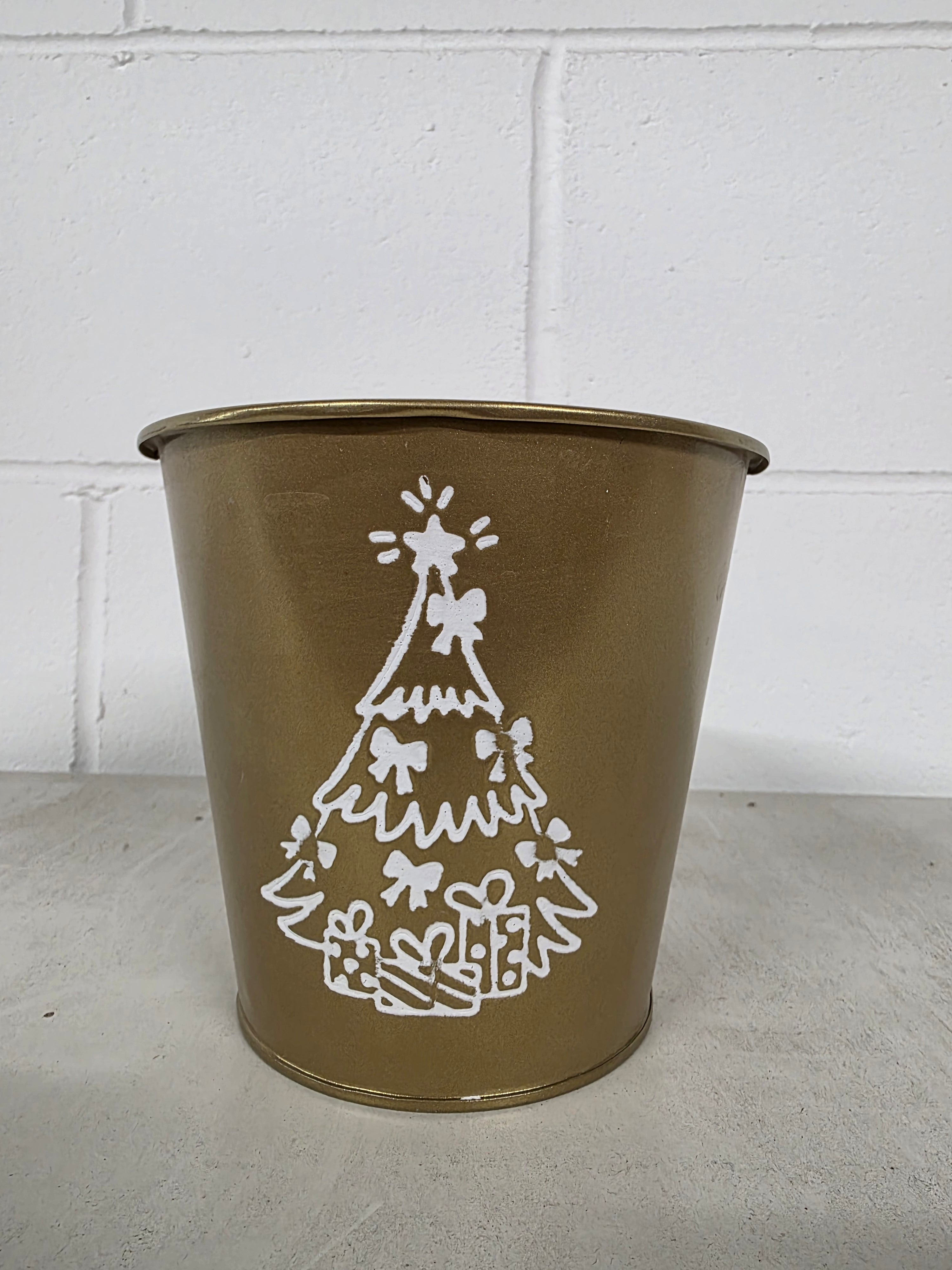 Metal Indica Pot Xmas 14cm Gold