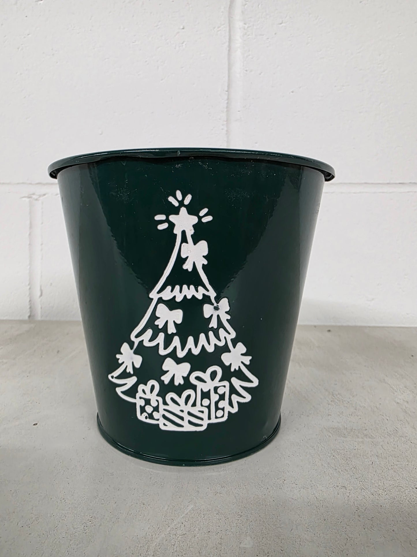 Metal Indica Pot Xmas 14cm Green