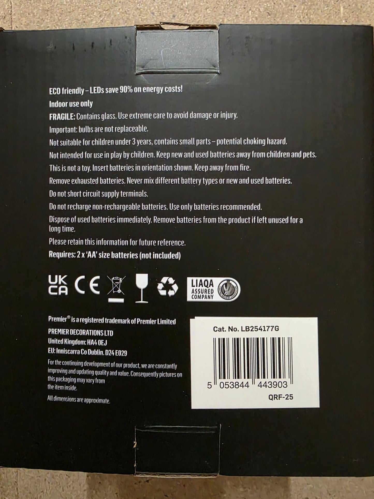 L E D Battery Bauble Table Top Gold 20cm