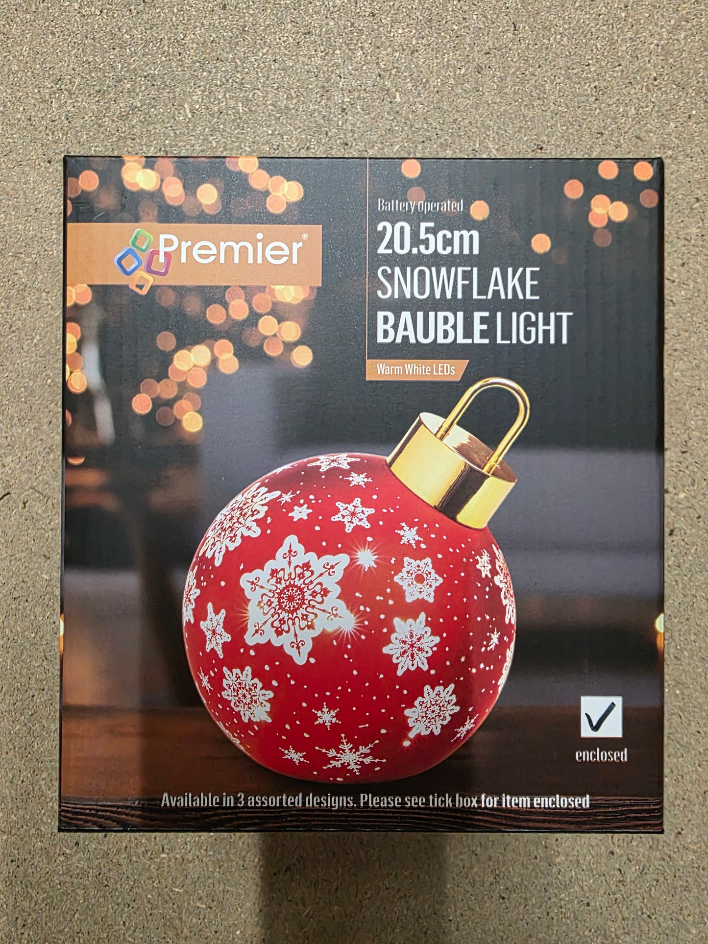 L E D Battery Bauble Table Top Red 20cm