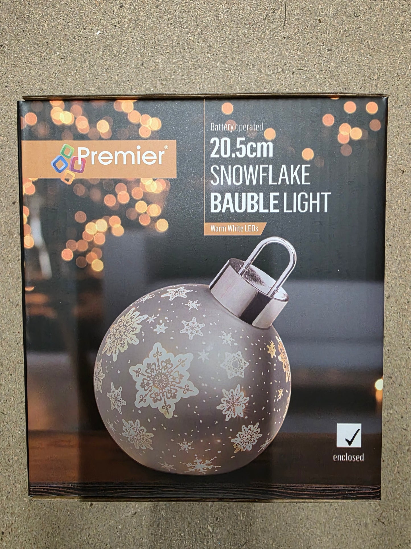 L E D Battery Bauble Table Top Silver 20cm