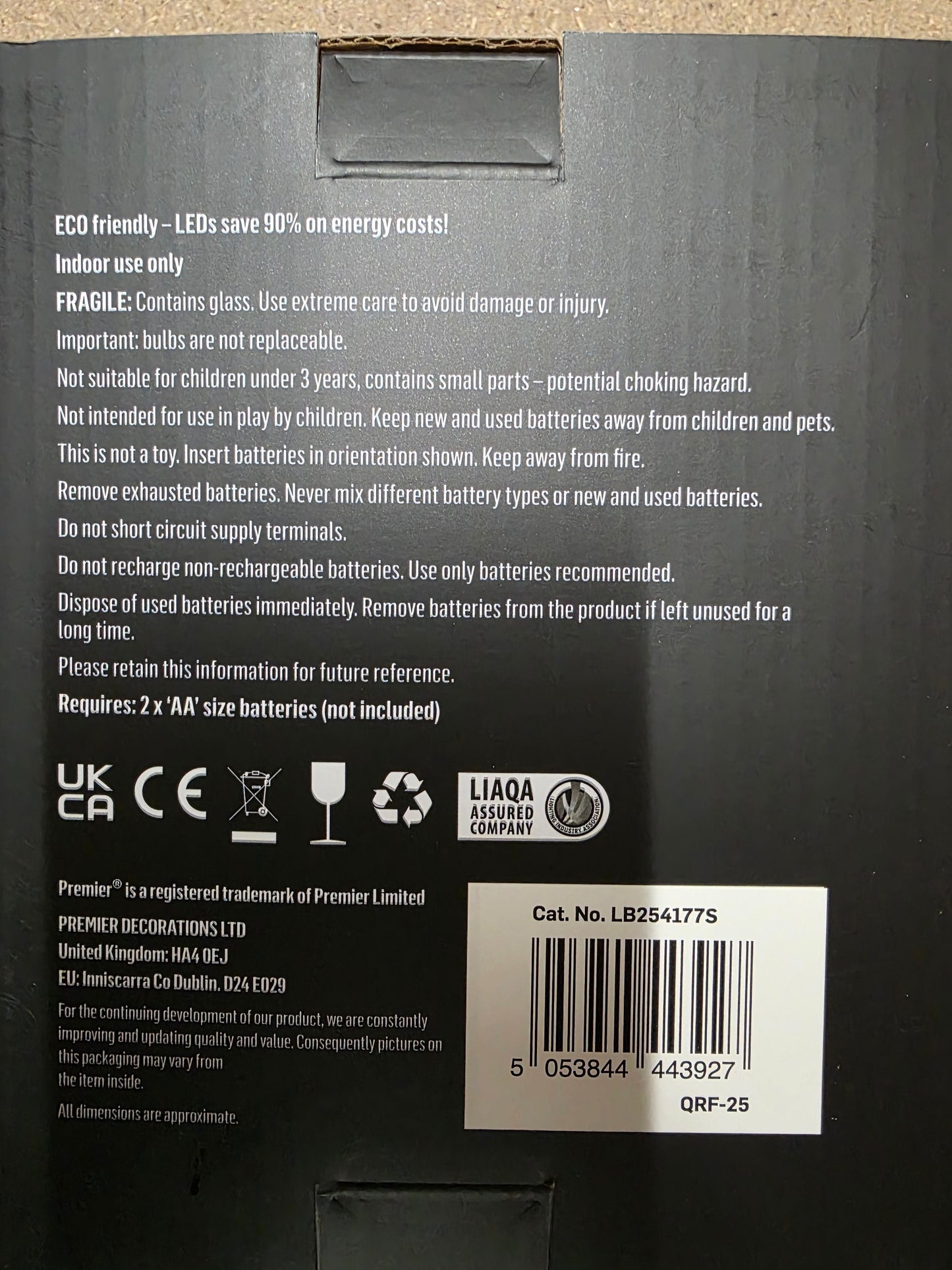 L E D Battery Bauble Table Top Silver 20cm