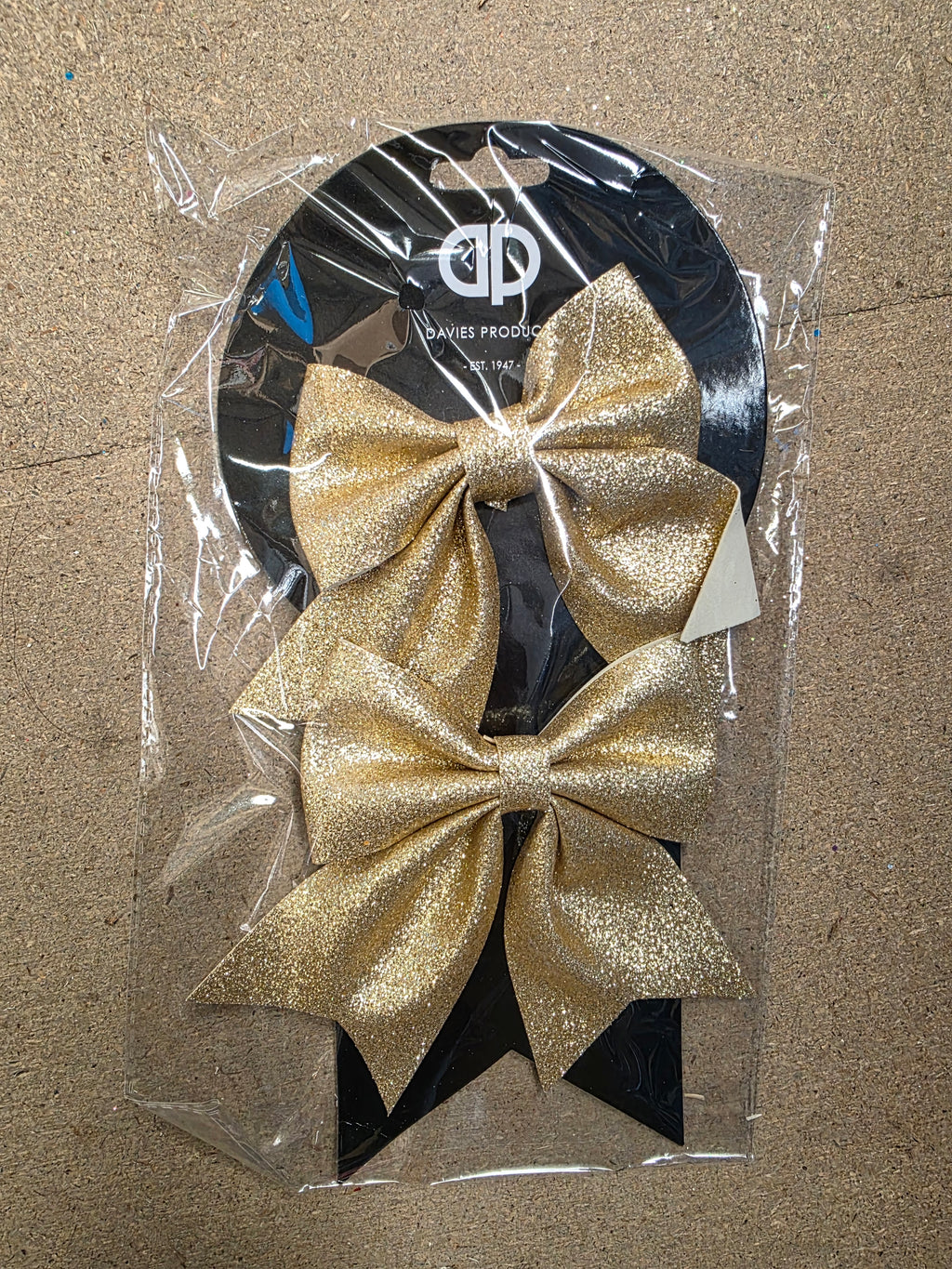 Bow Luxe Glitter Champagne 12x13cm X2  (PACK OF 4)