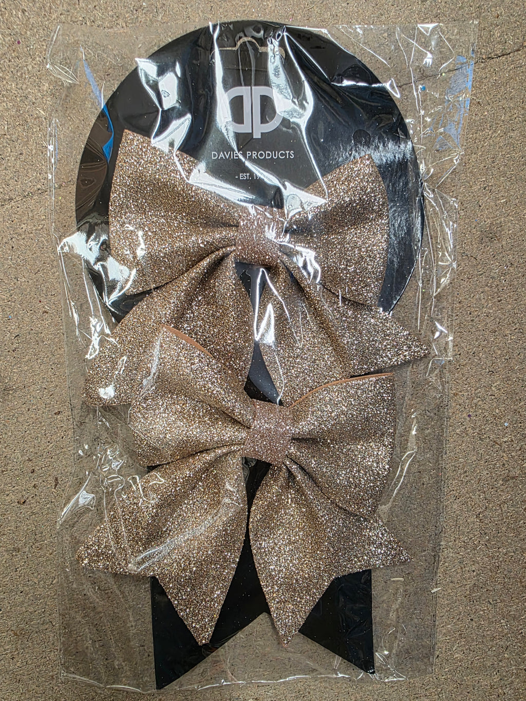 Bow Luxe Glitter Rose Gold 12x13cm X2  (PACK OF 4)
