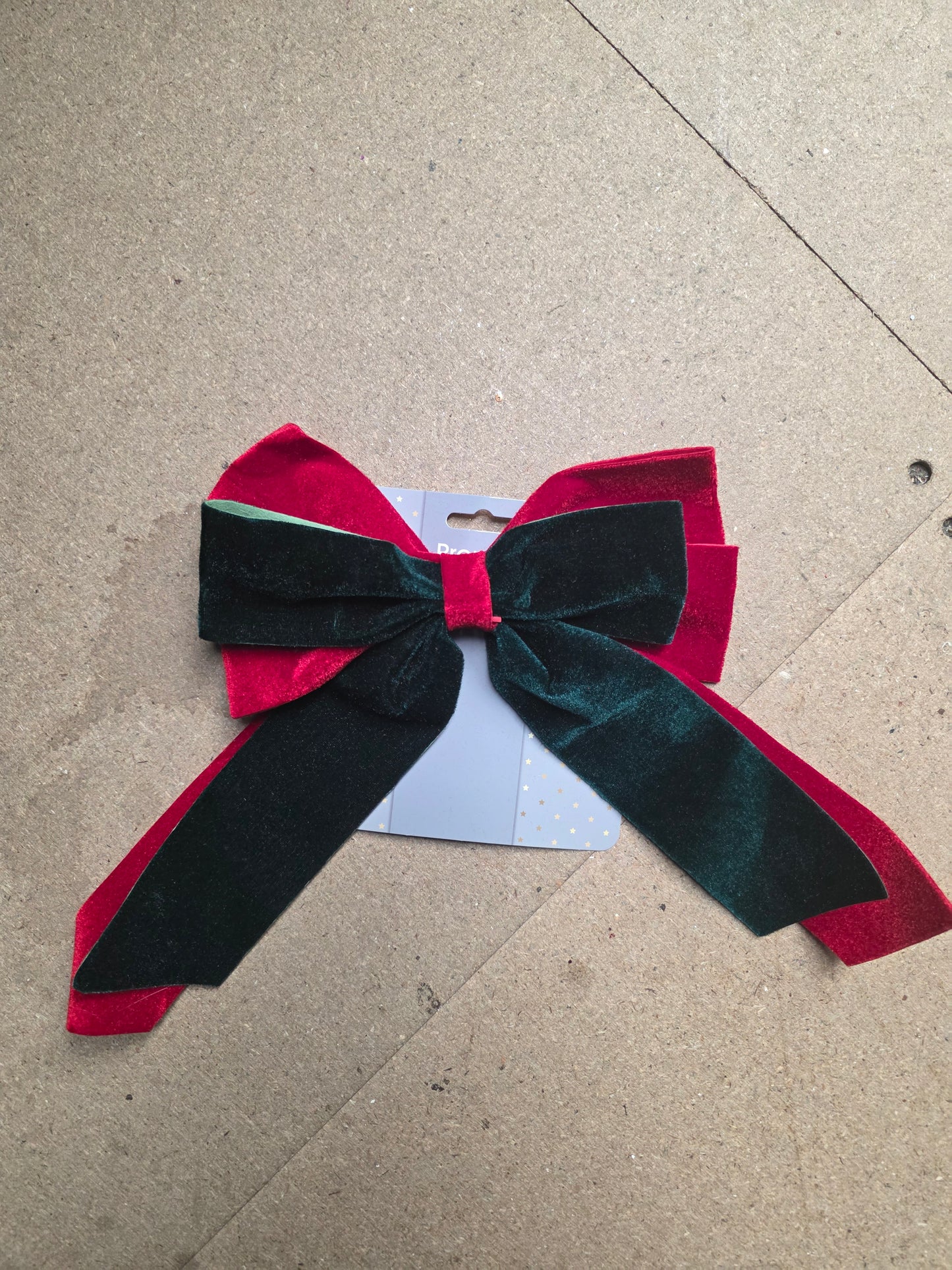 Bow Velour Red And Green 30cm