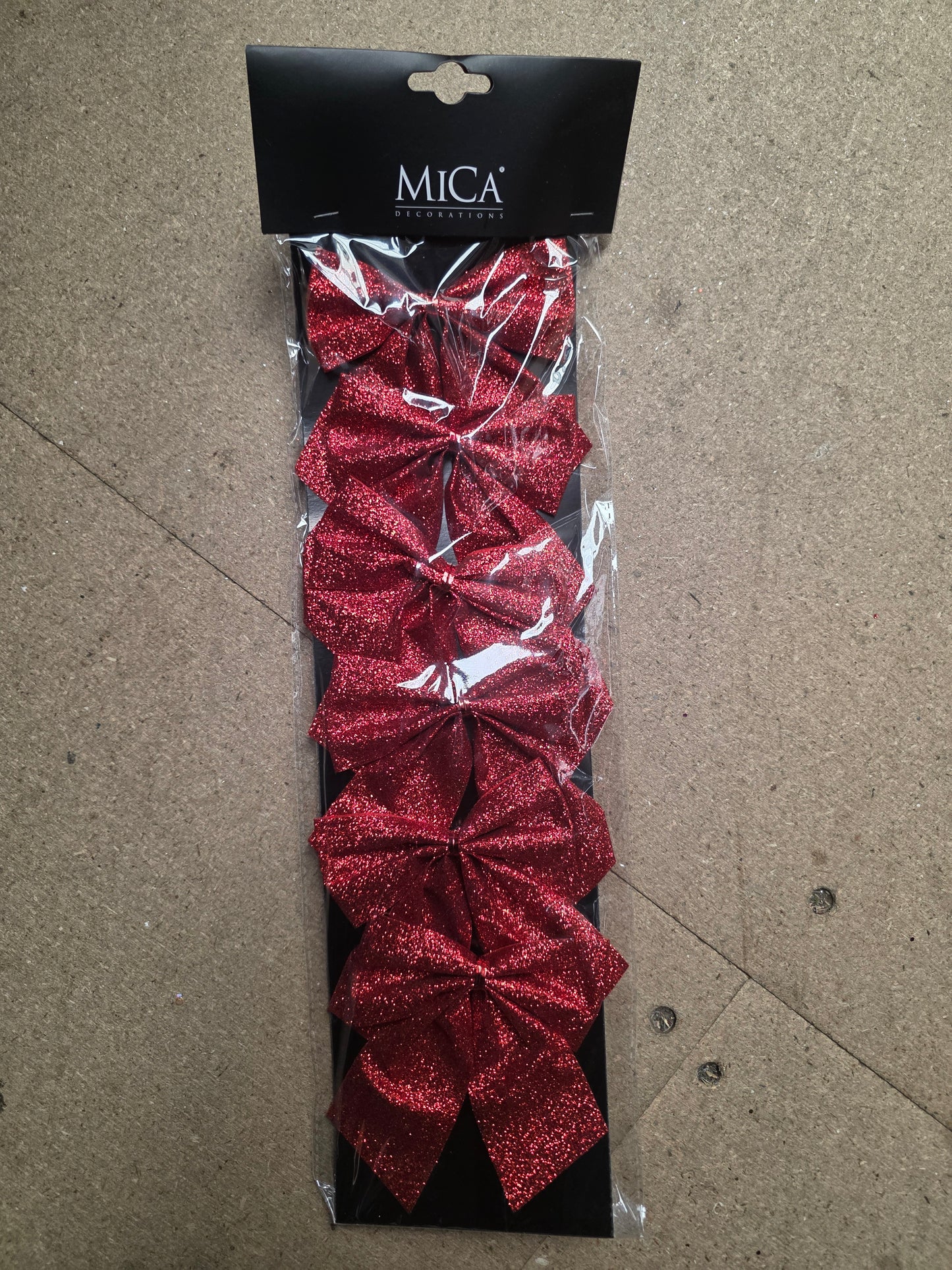 Bow Glitter Red 10x12cm X6