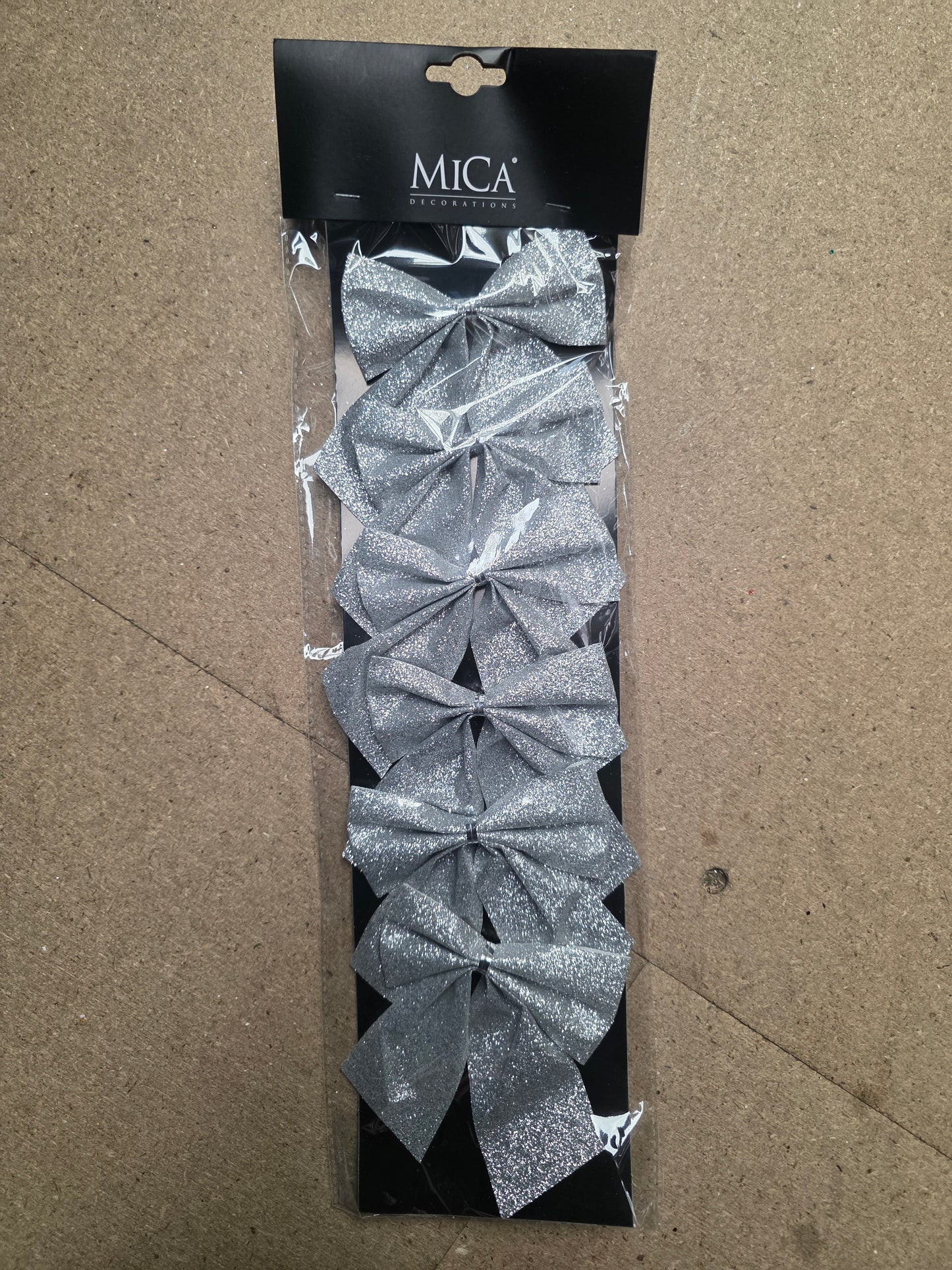 Bow Silver 12x10cm X6