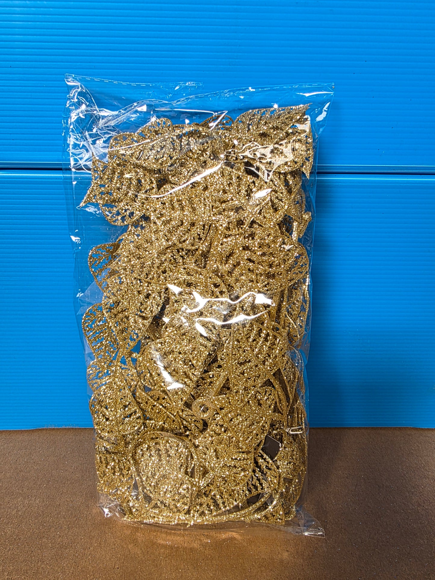 Garland Leaves Glittered Gold 180cm