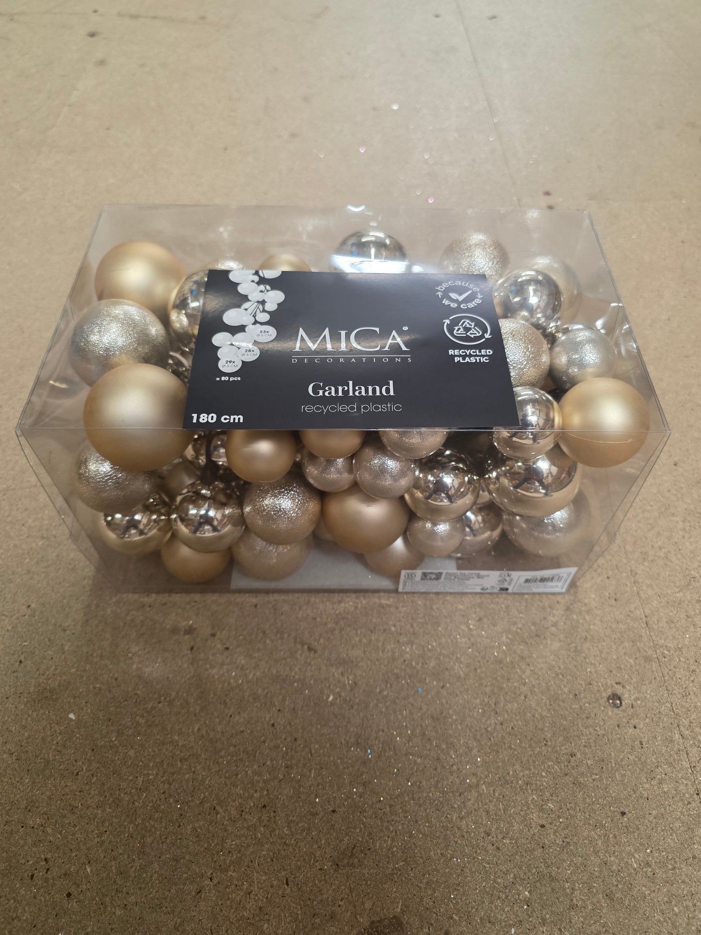 Garland Bauble Unbreakable Creams 180cm