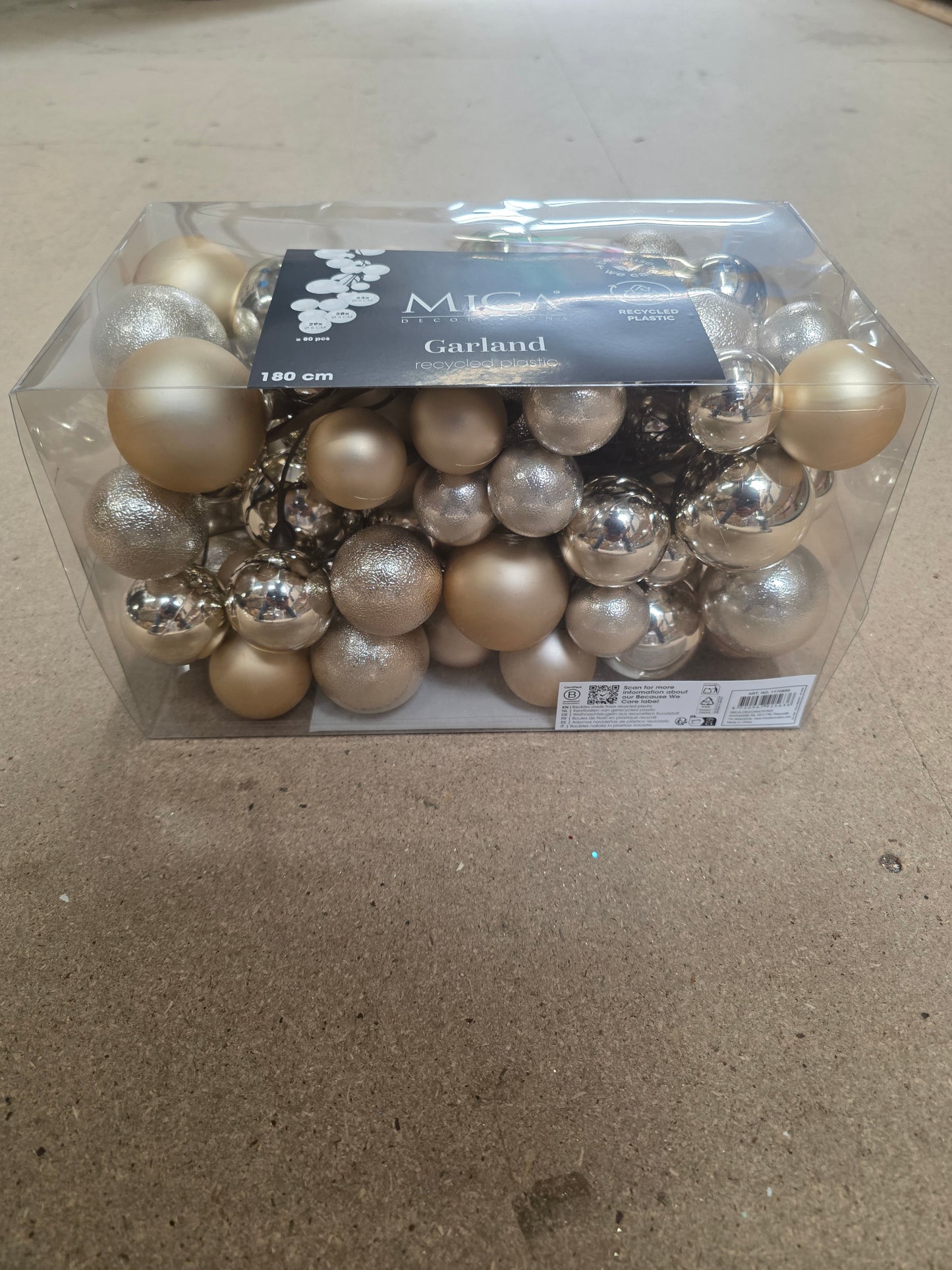 Garland Bauble Unbreakable Creams 180cm
