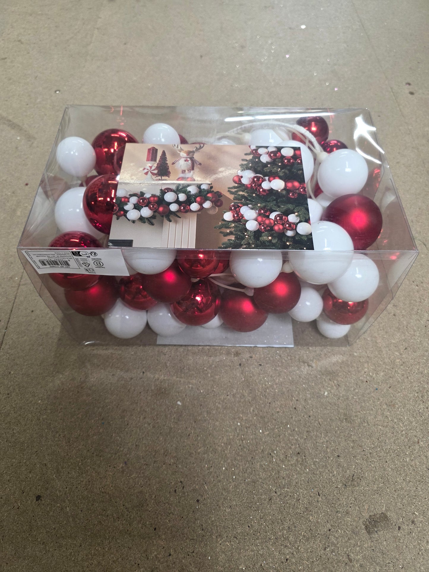 Garland Bauble Unbreakable Red & White 180cm