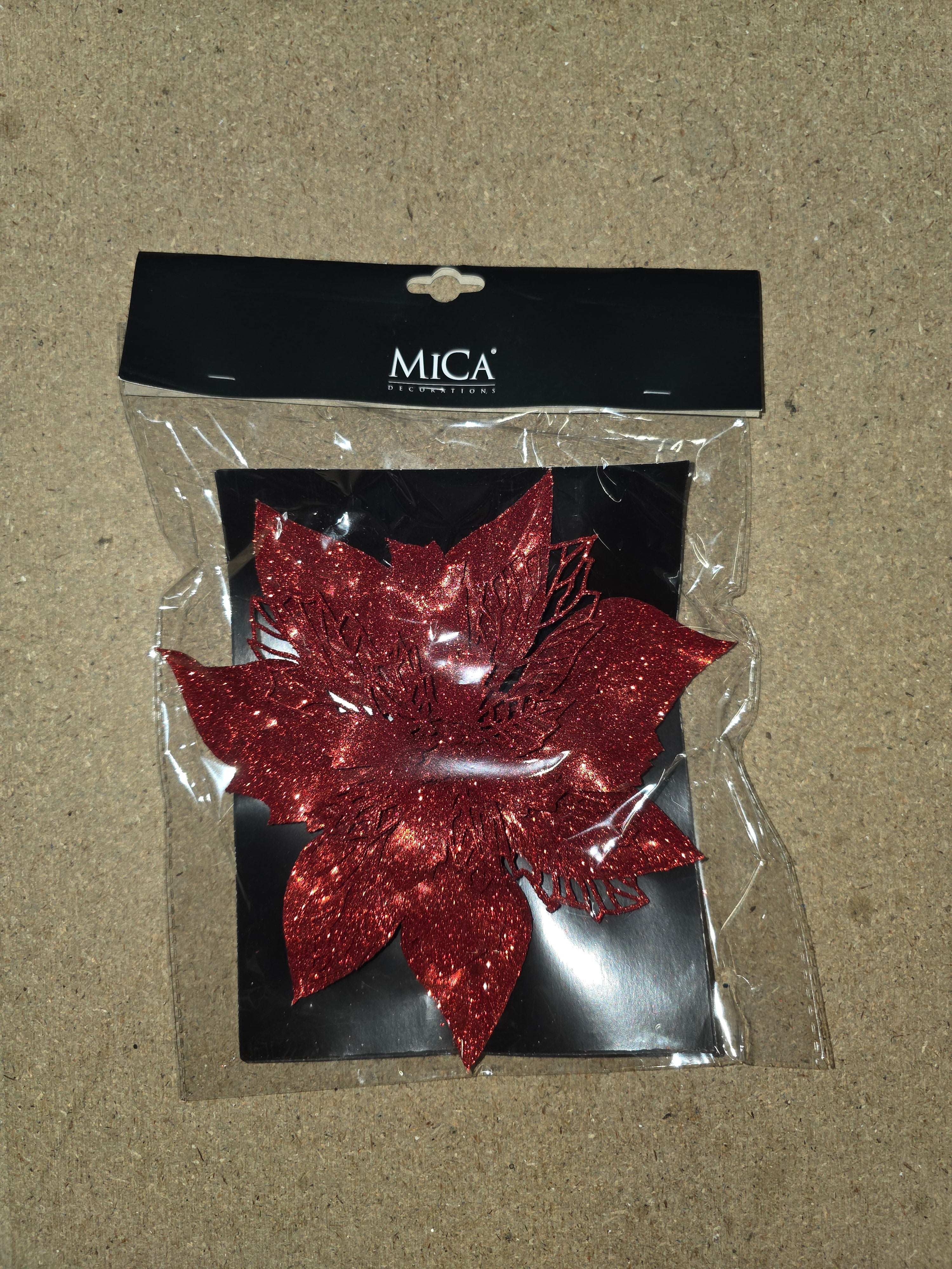 Clip Poinsettia Red 20cm (PACK OF 2)
