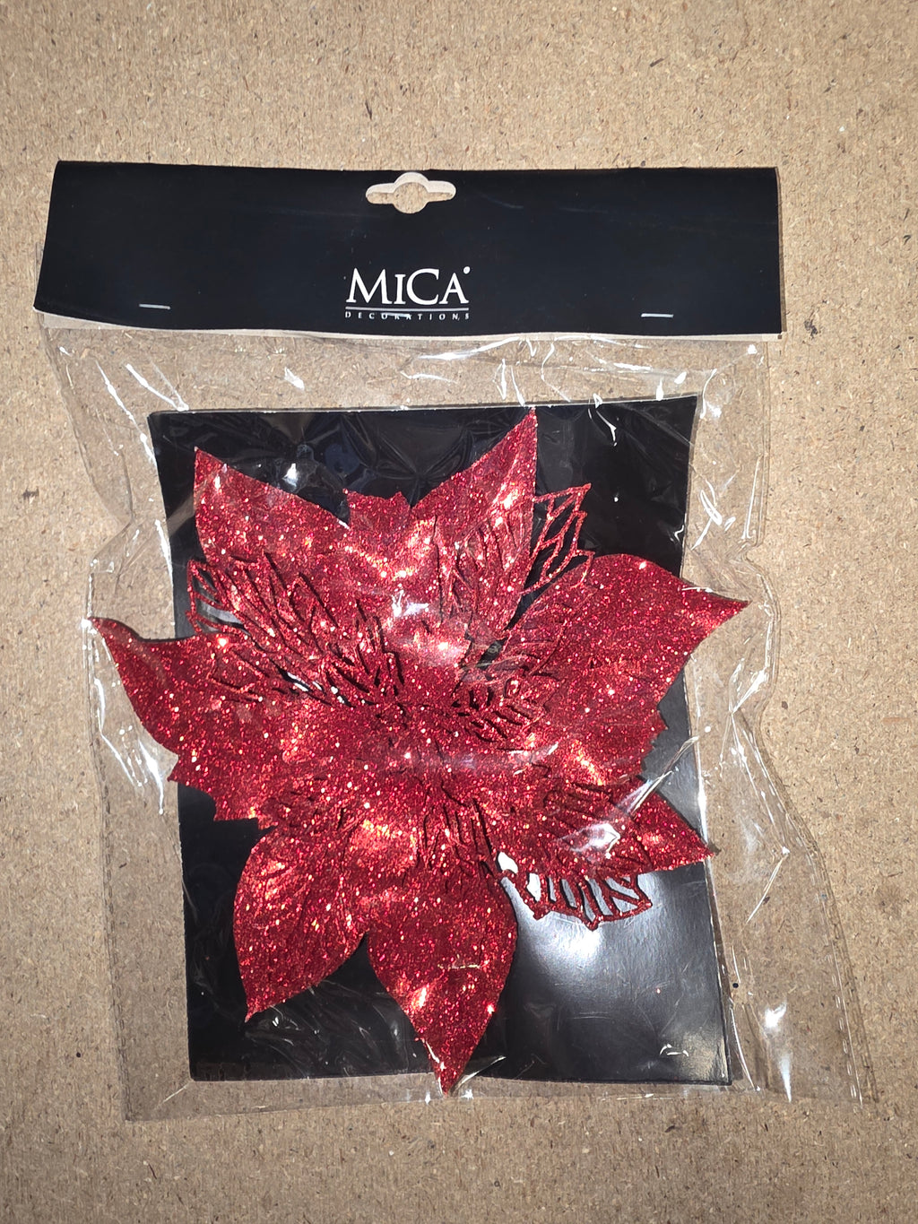 Clip Poinsettia Red 20cm (PACK OF 2)