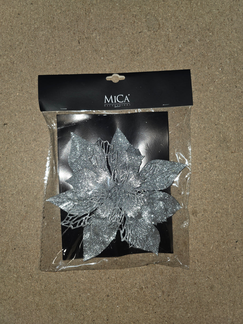 Clip Poinsettia Silver 20cm (PACK OF 2)