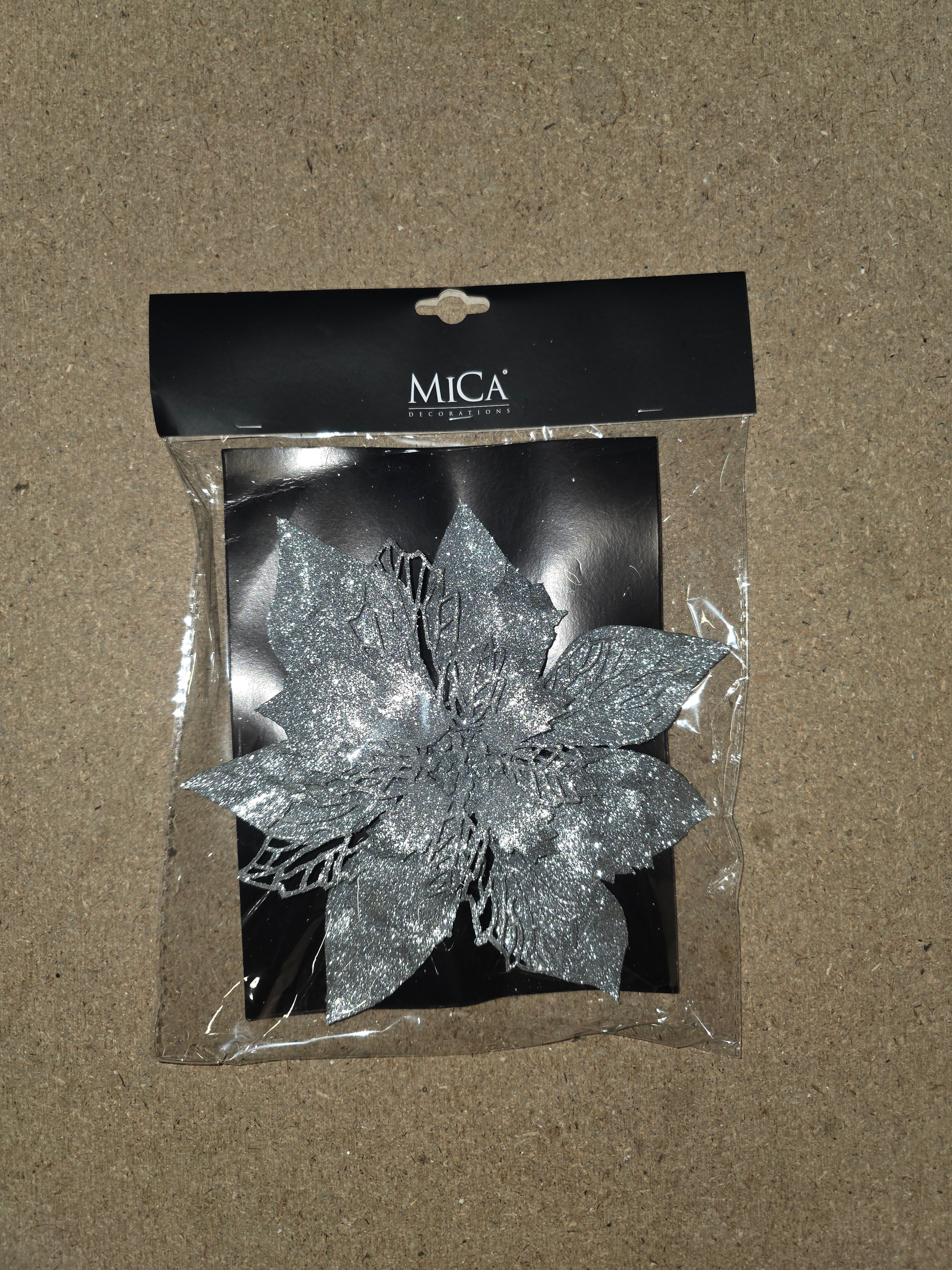 Clip Poinsettia Silver 20cm (PACK OF 2)