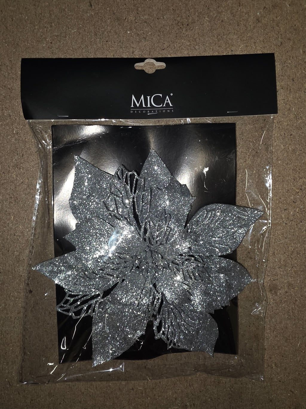 Clip Poinsettia Silver 20cm (PACK OF 2)