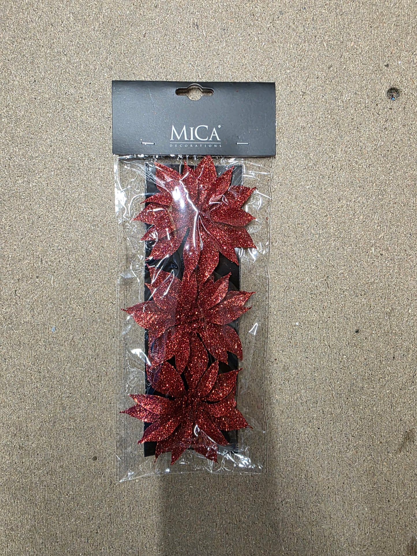 Clip Poinsettia X3 Red 10x3cm