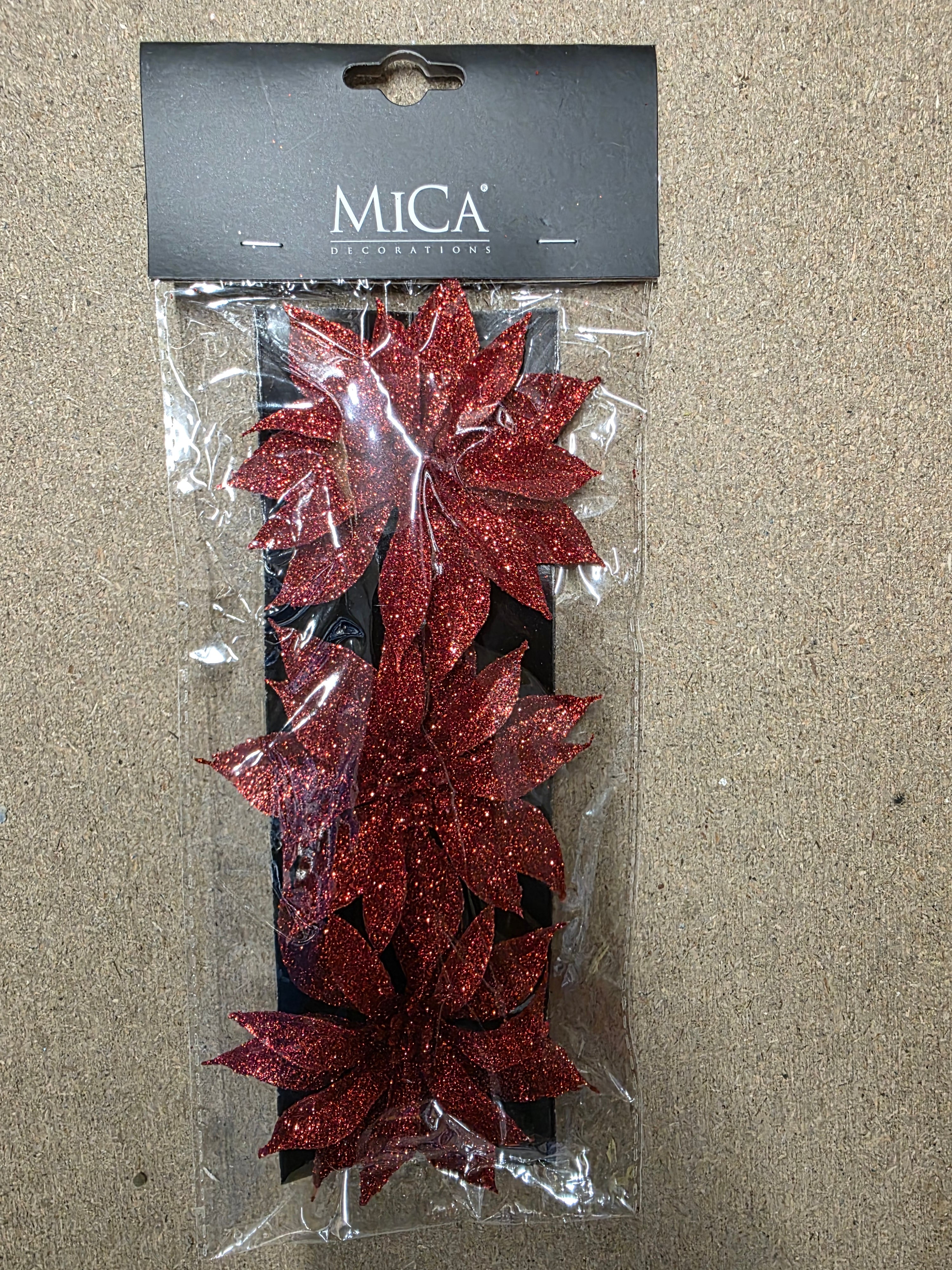 Clip Poinsettia X3 Red 10x3cm (PACK OF 3)