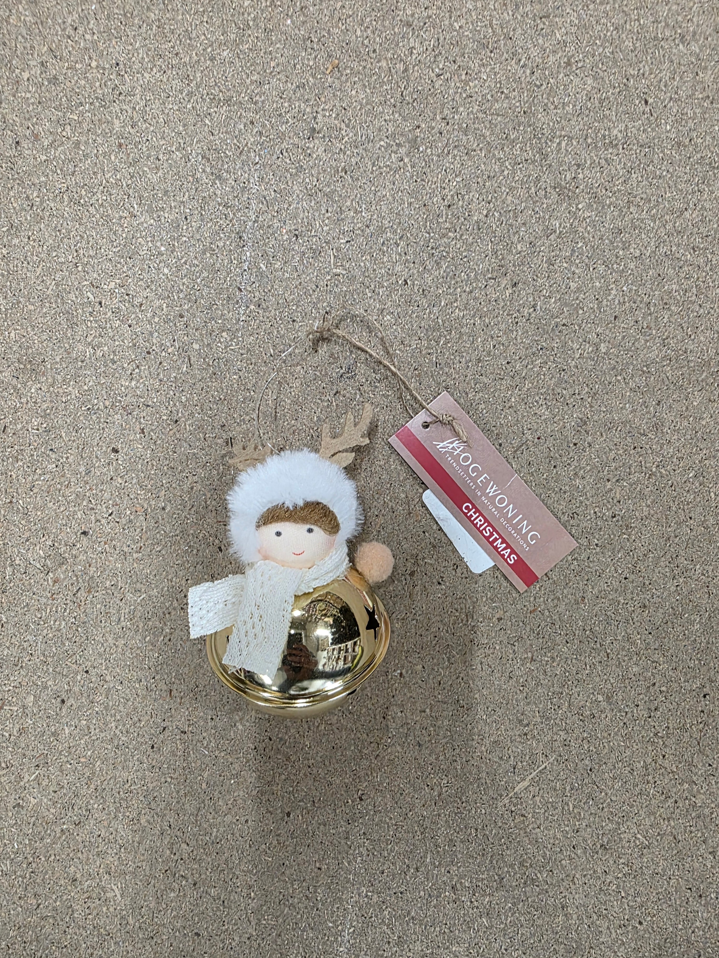 Deco Hanging Bell Girl Gold 13cm (PACK OF 2)