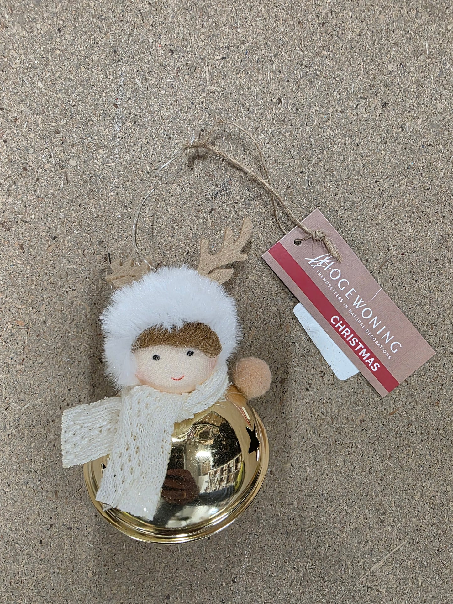 Deco Hanging Bell Girl Gold 13cm