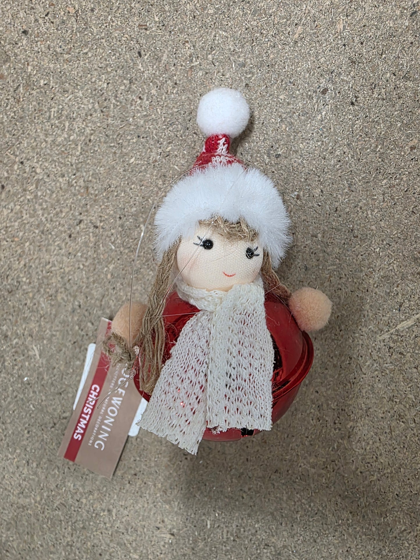 Deco Hanging Bell Girl Red 13cm