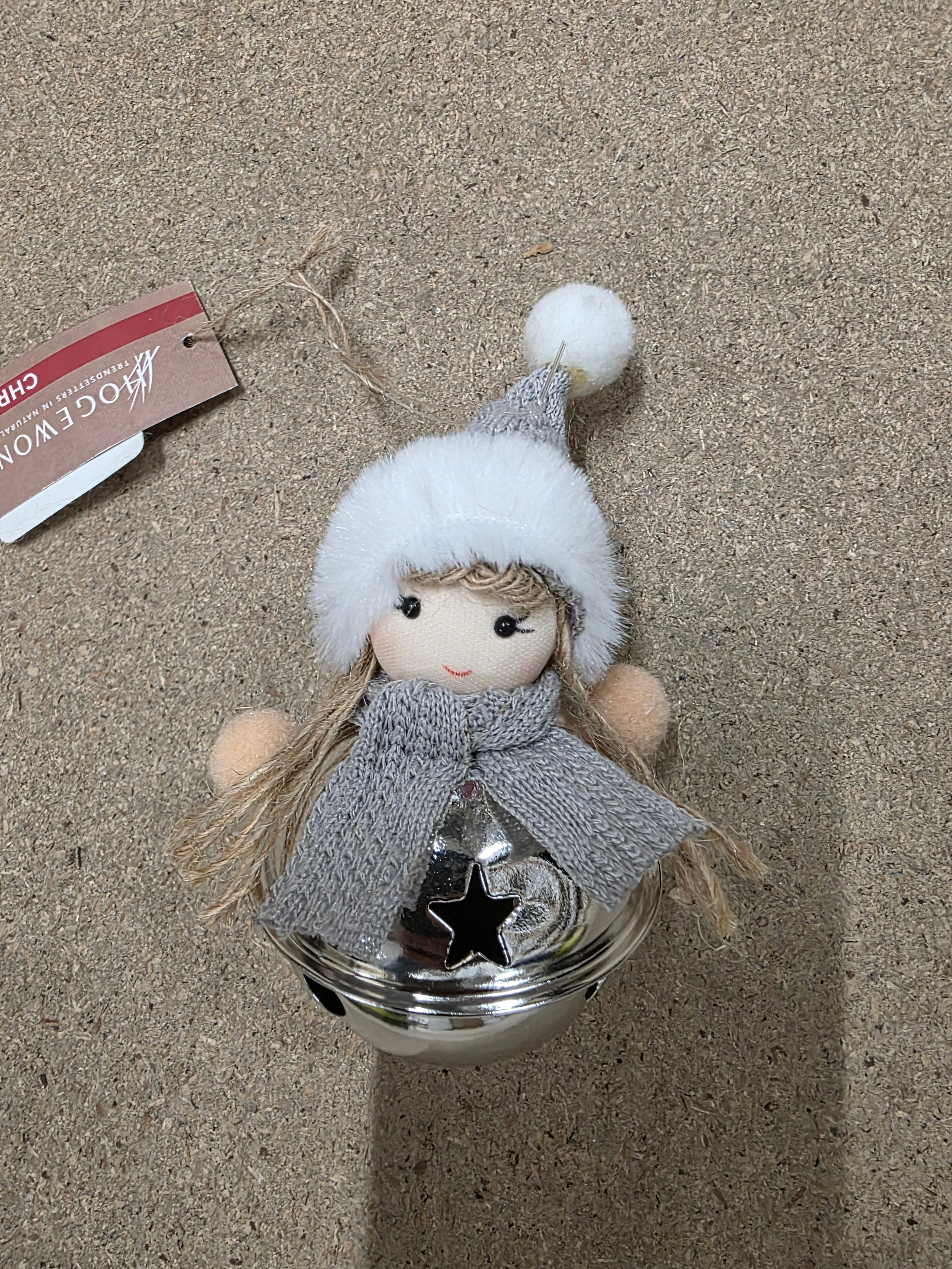 Deco Hanging Bell Girl Silver 13cm (PACK OF 2)