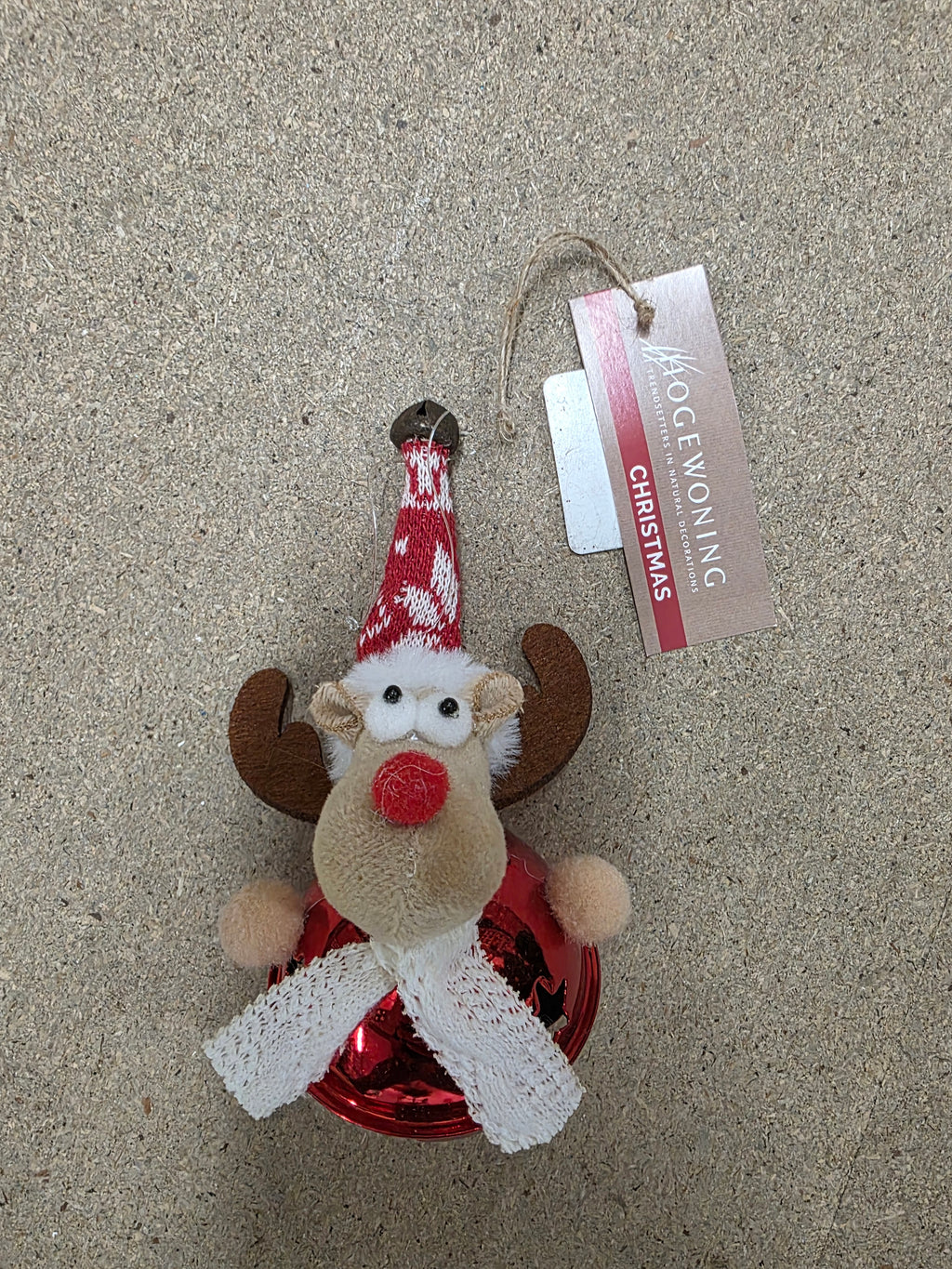Deco Hanging Bell Reindeer Red 13cm (PACK OF 2)