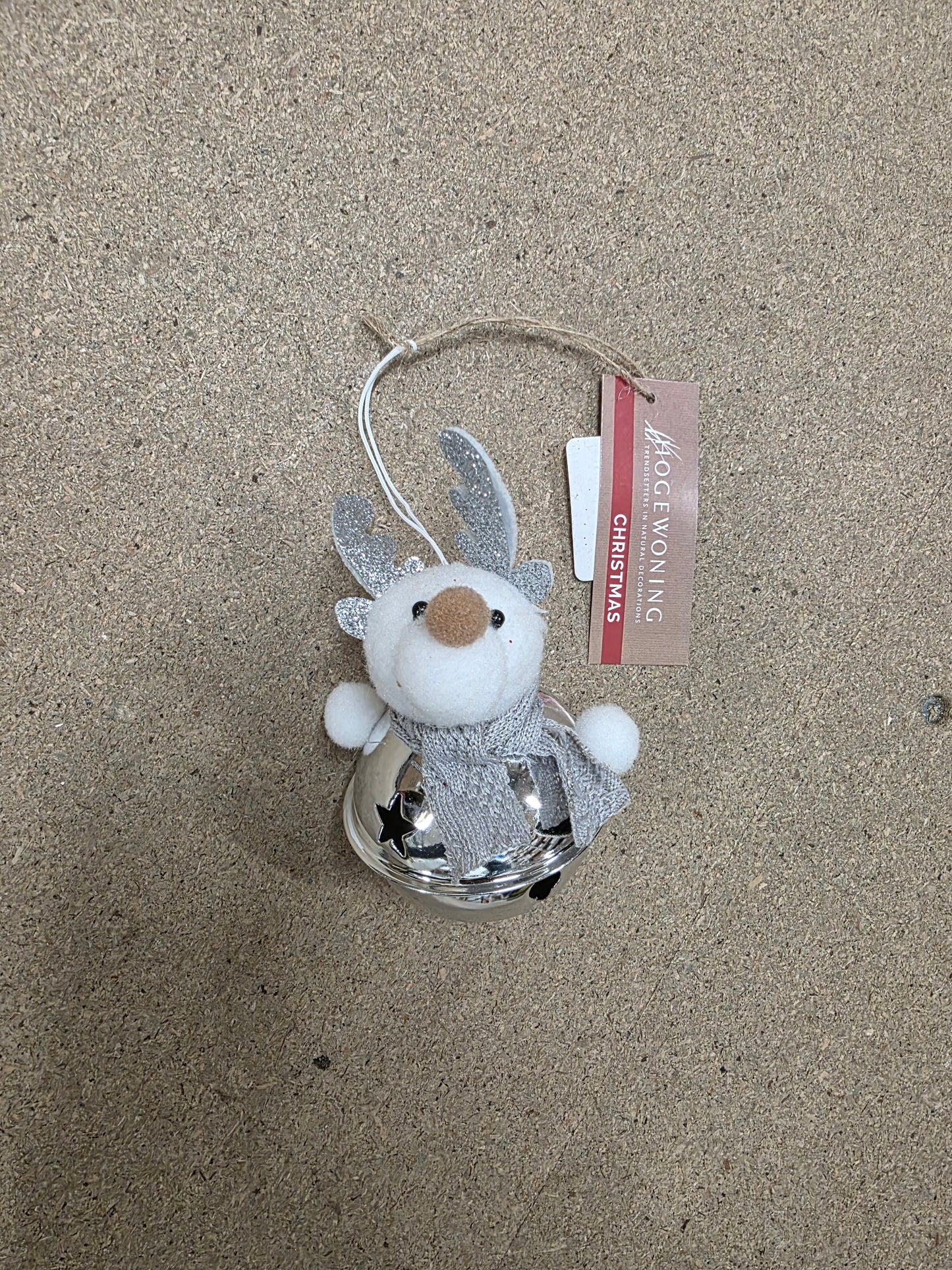 Deco Hanging Bell Reindeer Silver 13cm