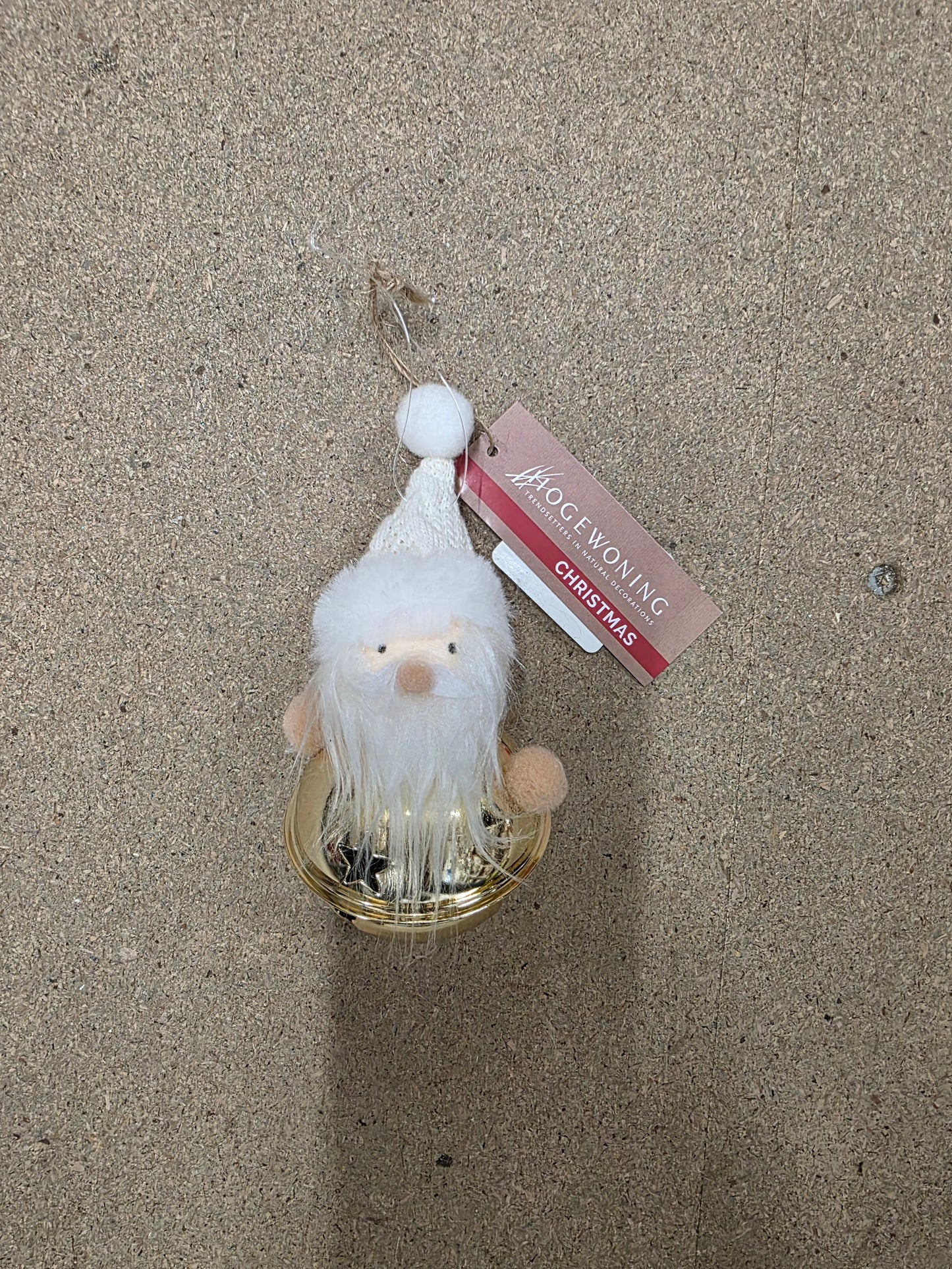 Deco Hanging Bell Santa Gold 13cm