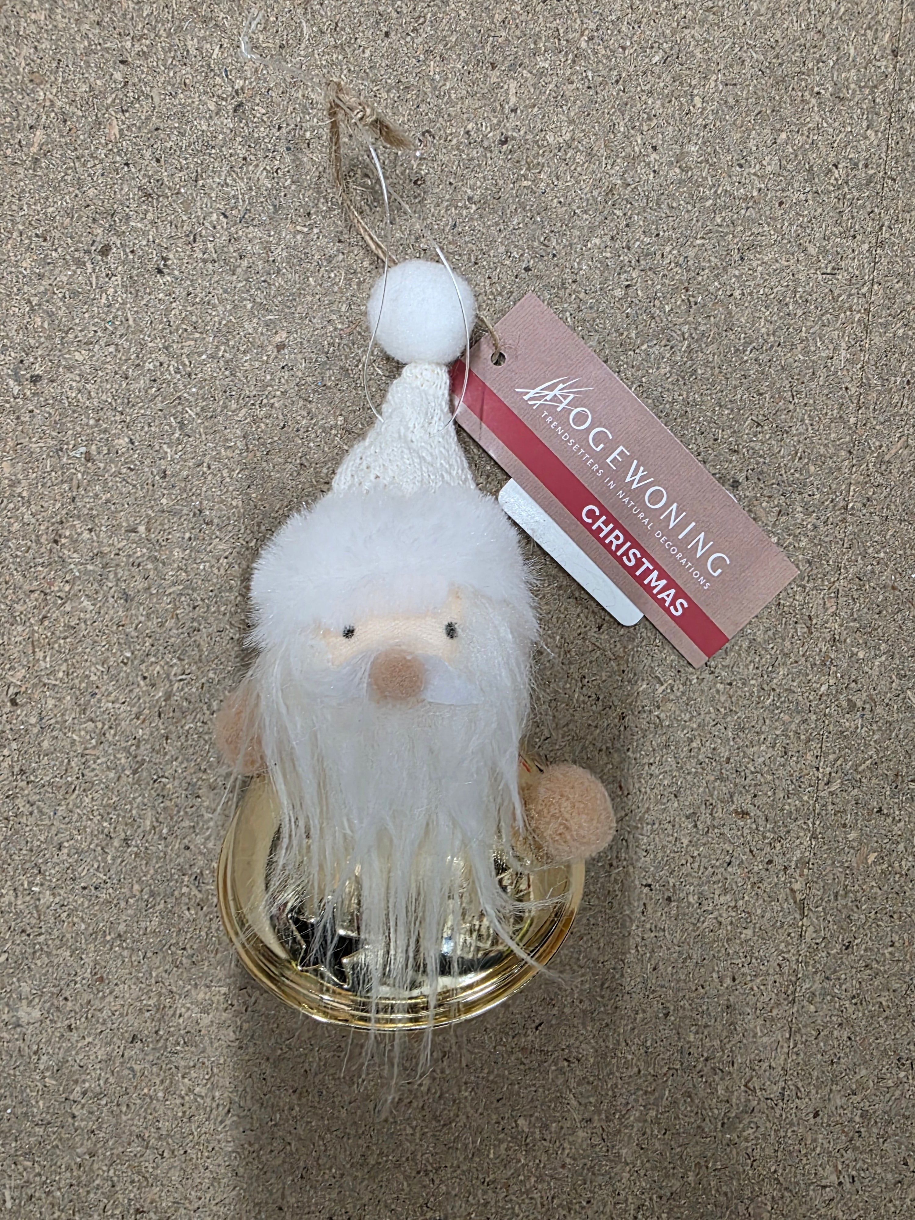 Deco Hanging Bell Santa Gold 13cm (PACK OF 2)