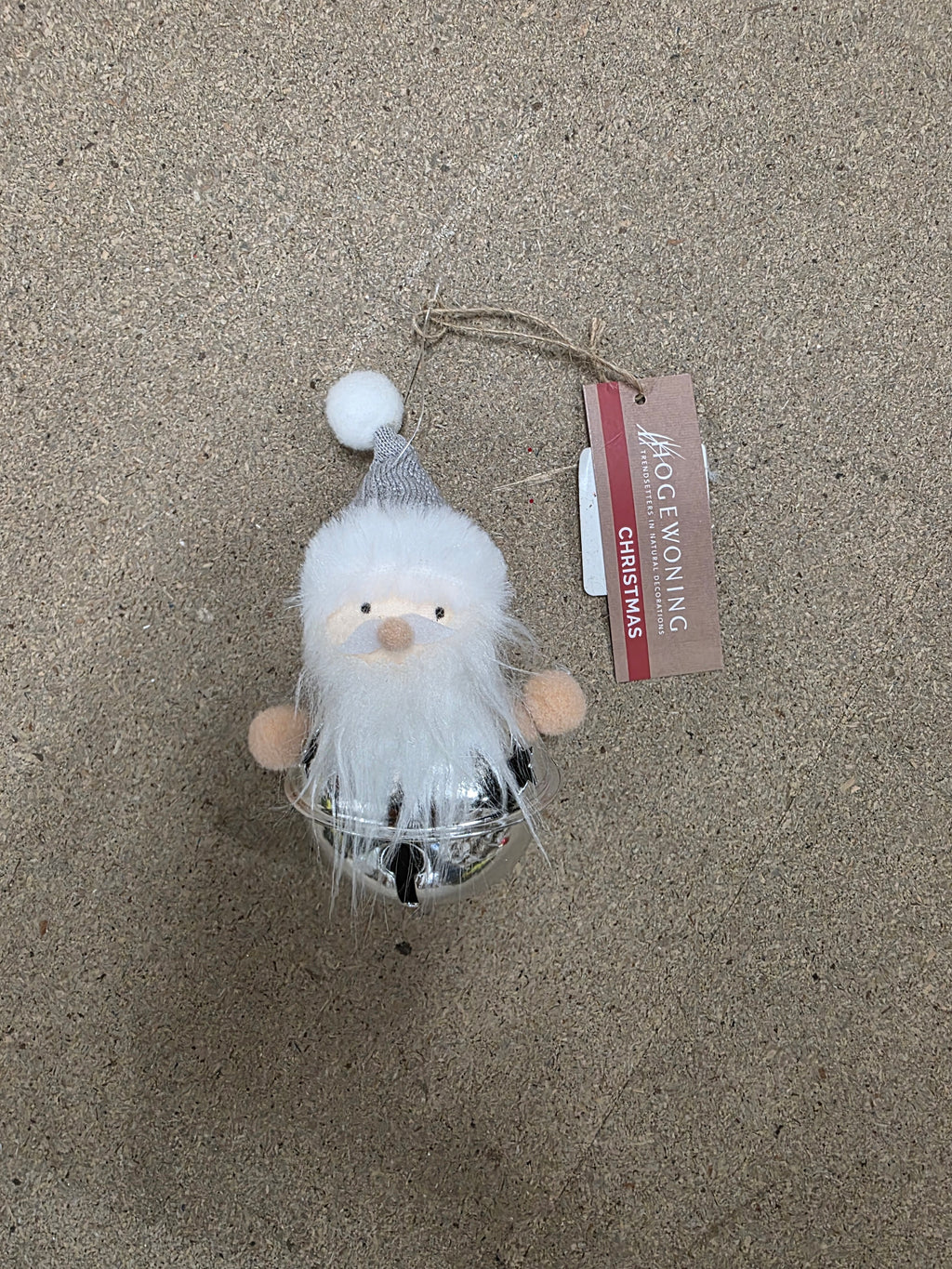 Deco Hanging Bell Santa Silver 13cm (PACK OF 3)
