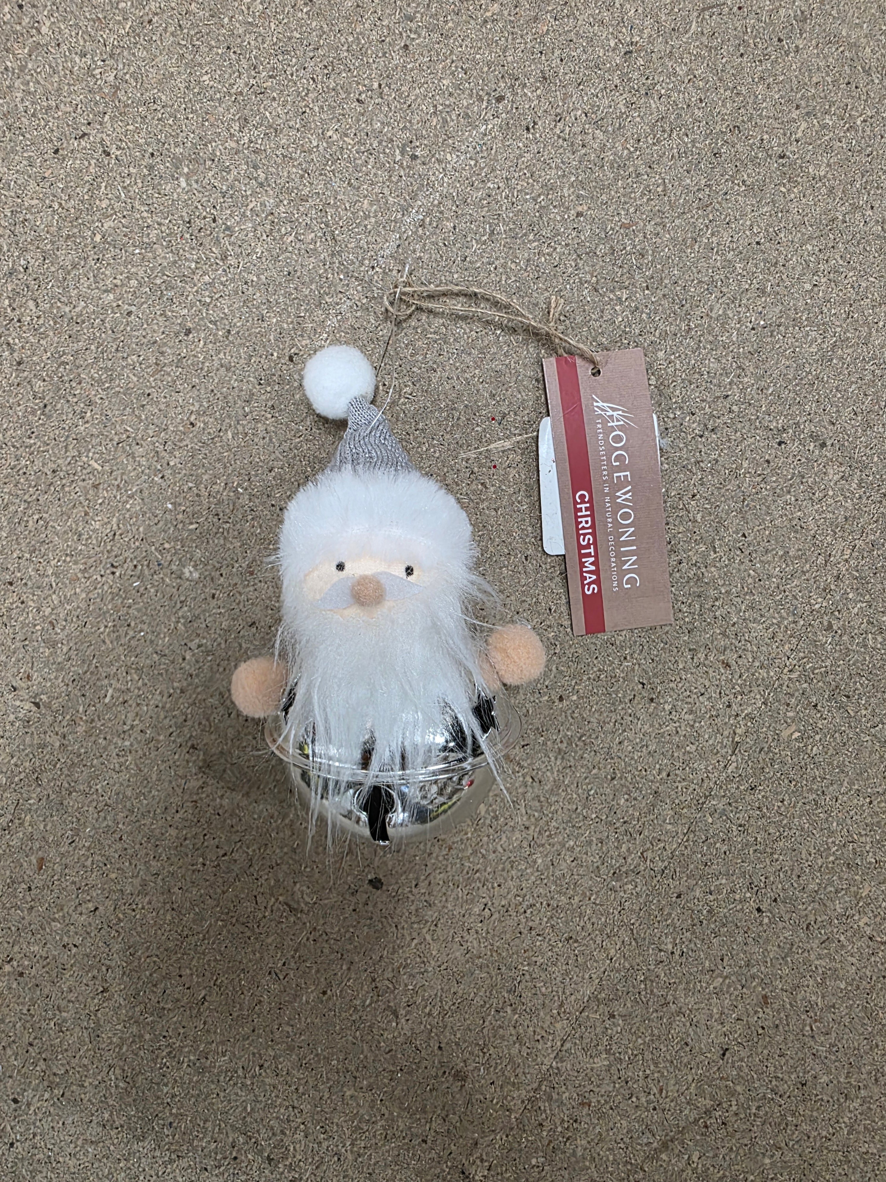 Deco Hanging Bell Santa Silver 13cm (PACK OF 3)