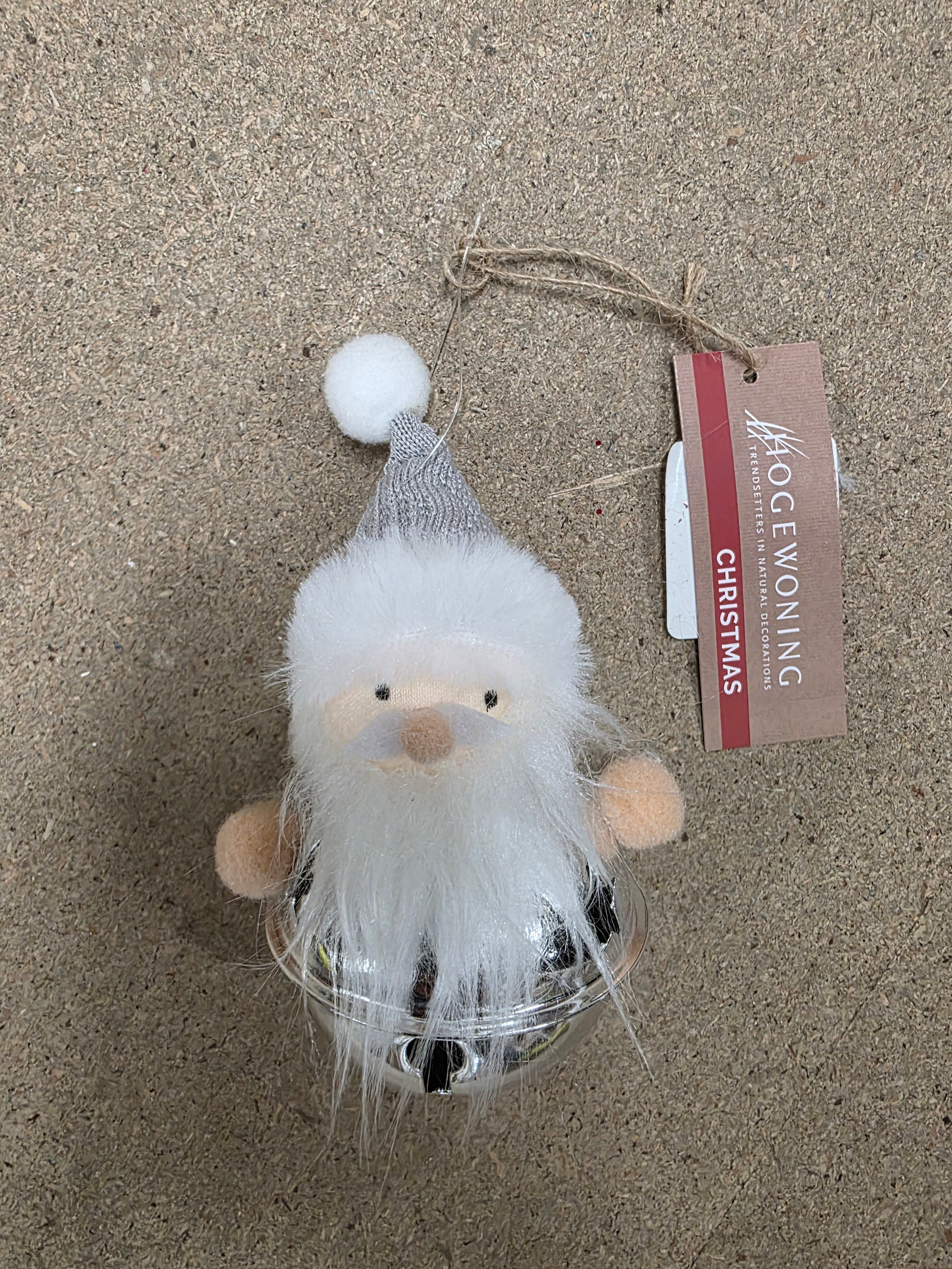 Deco Hanging Bell Santa Silver 13cm (PACK OF 3)