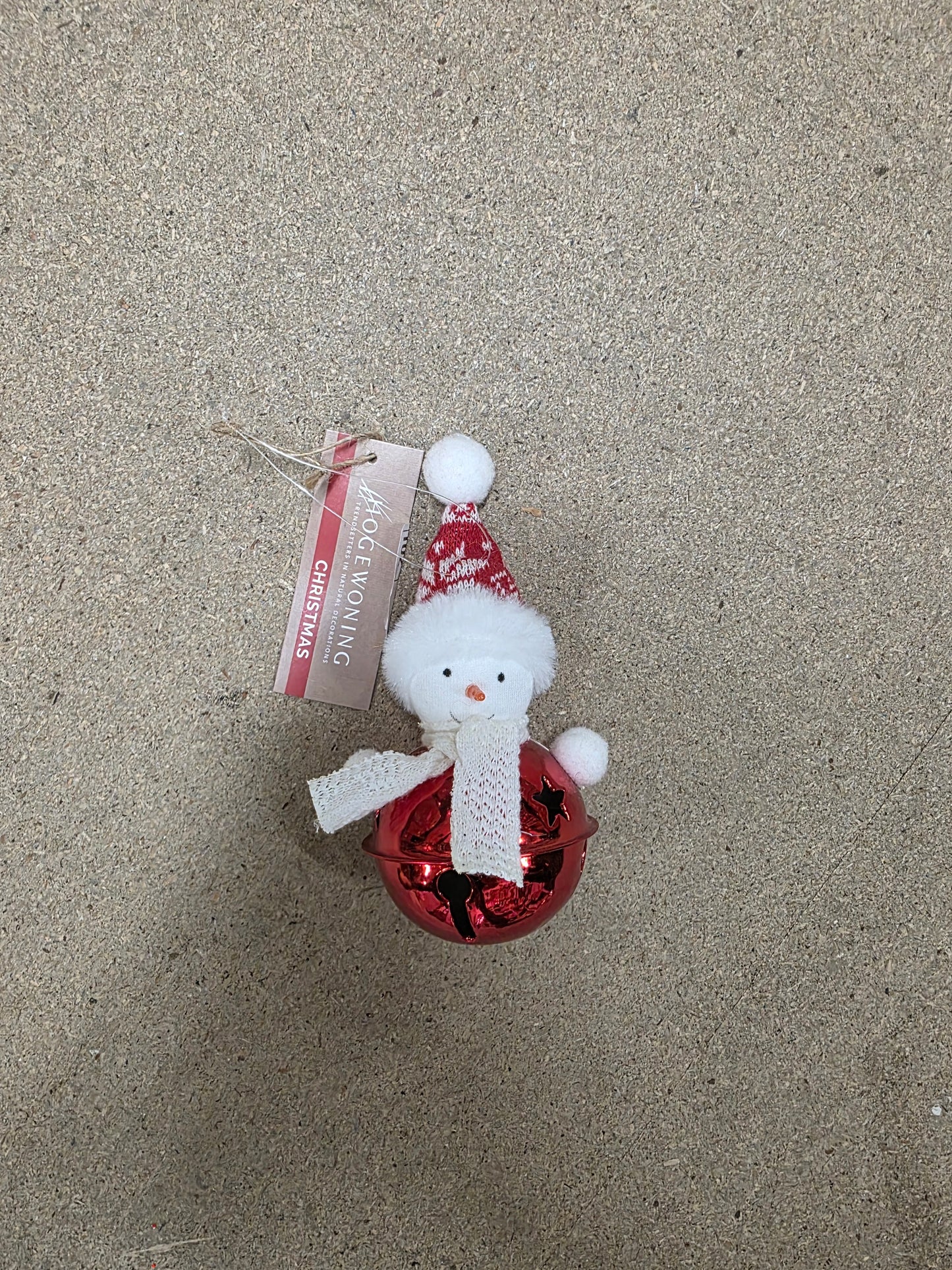 Deco Hanging Bell Snowman Red 13cm