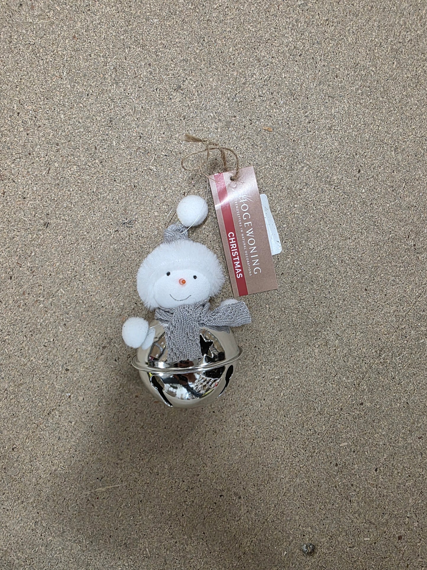Deco Hanging Bell Snowman Silver 13cm