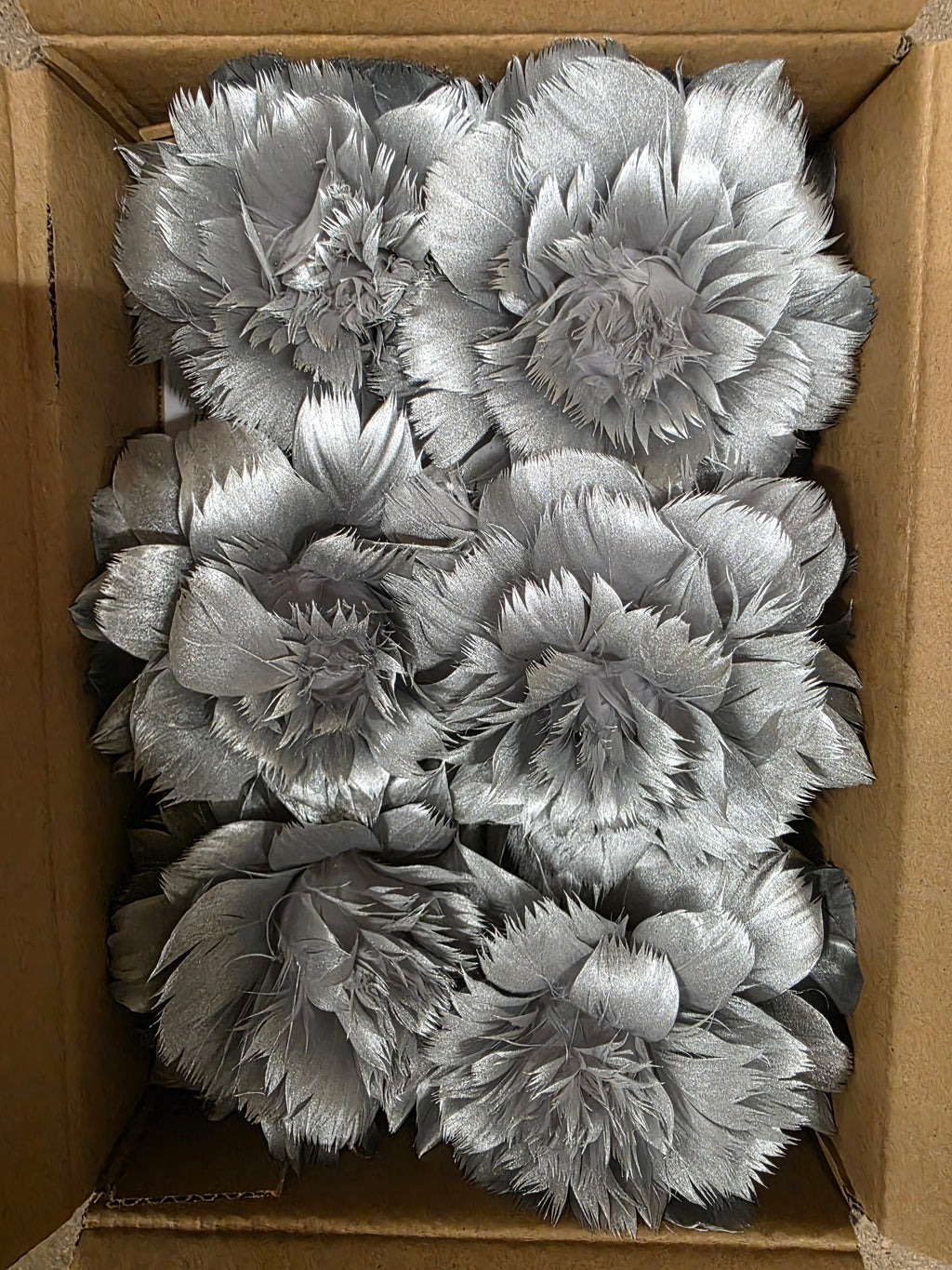 Feather Rose Clip Silver 11cm X6
