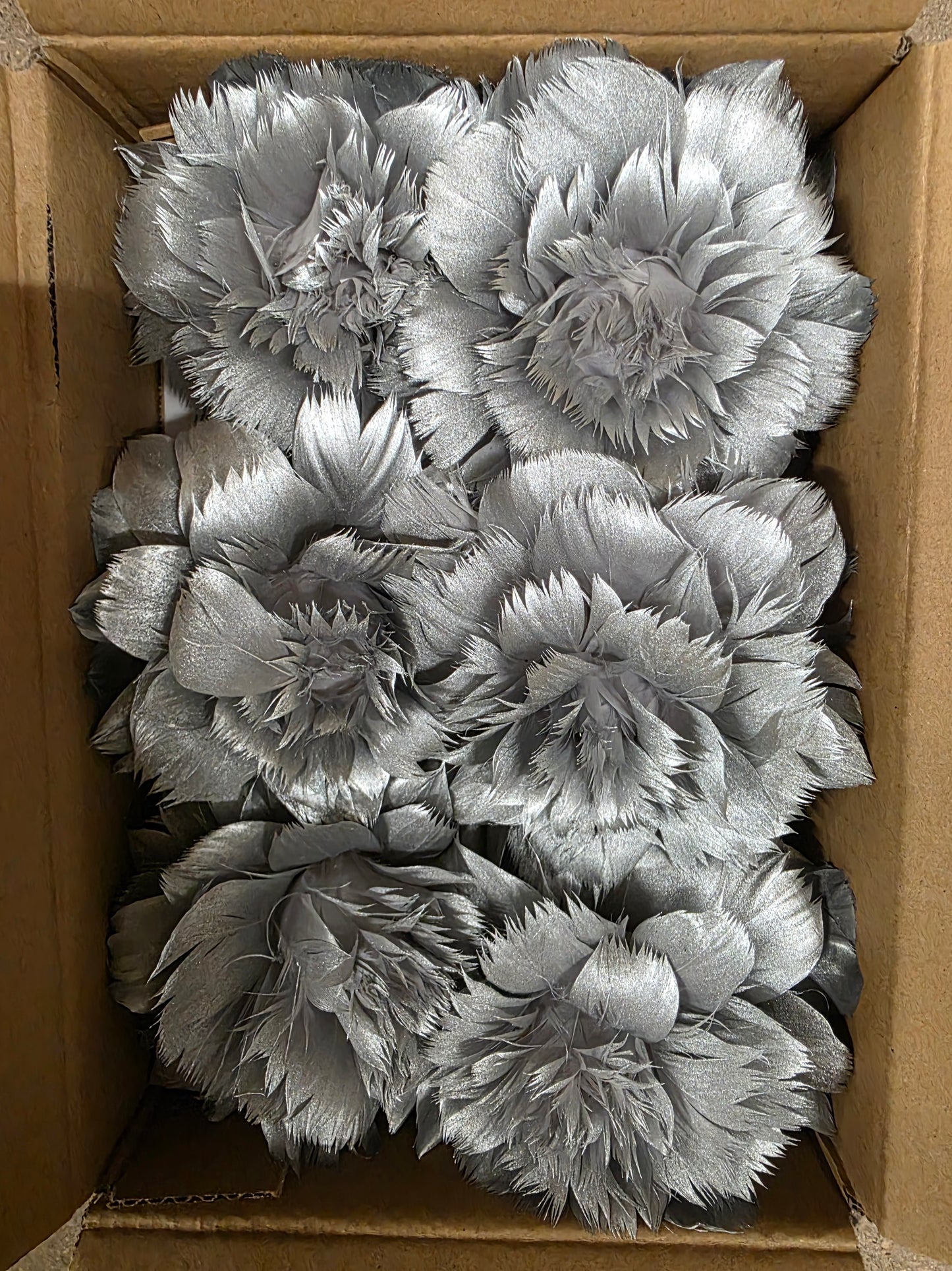 Feather Rose Clip Silver 11cm X6