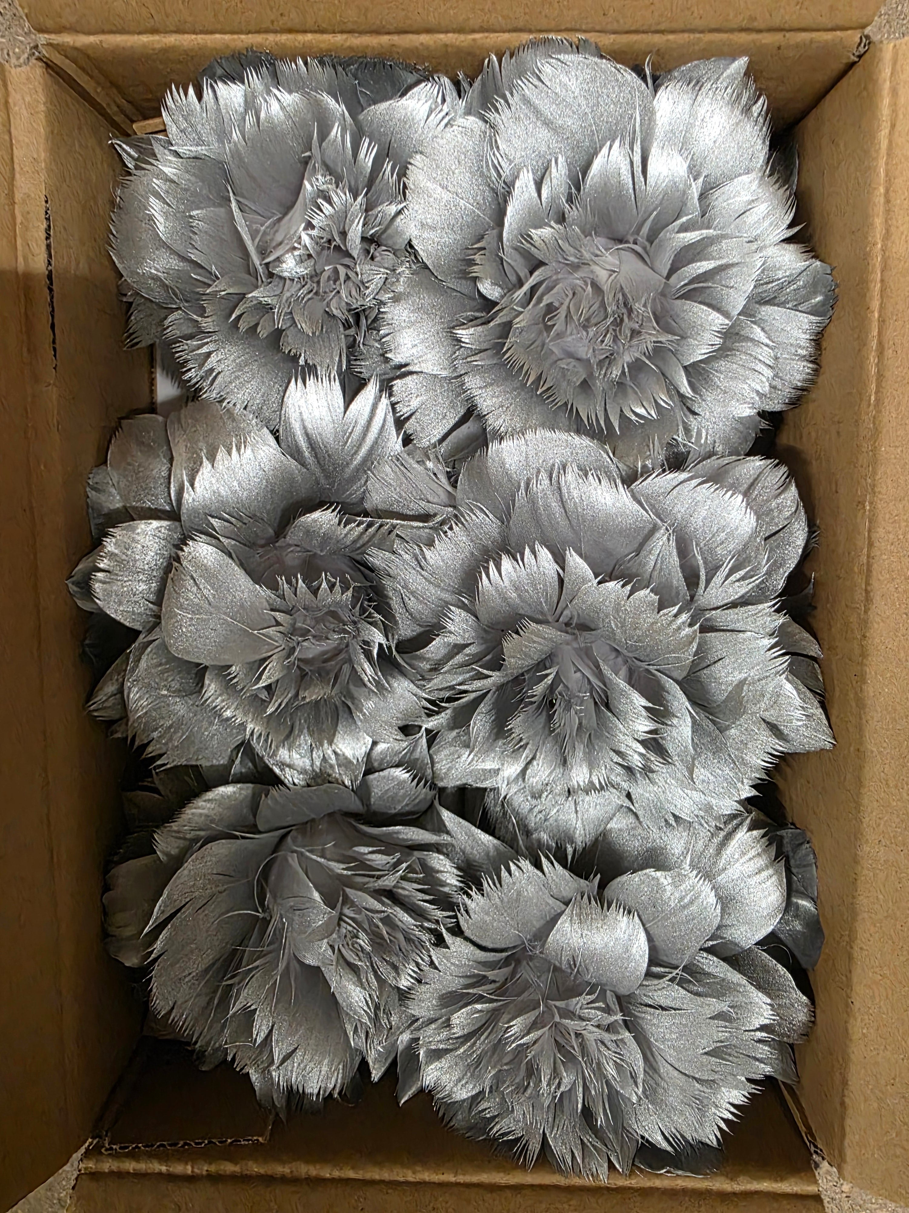 Feather Rose Clip Silver 11cm X6
