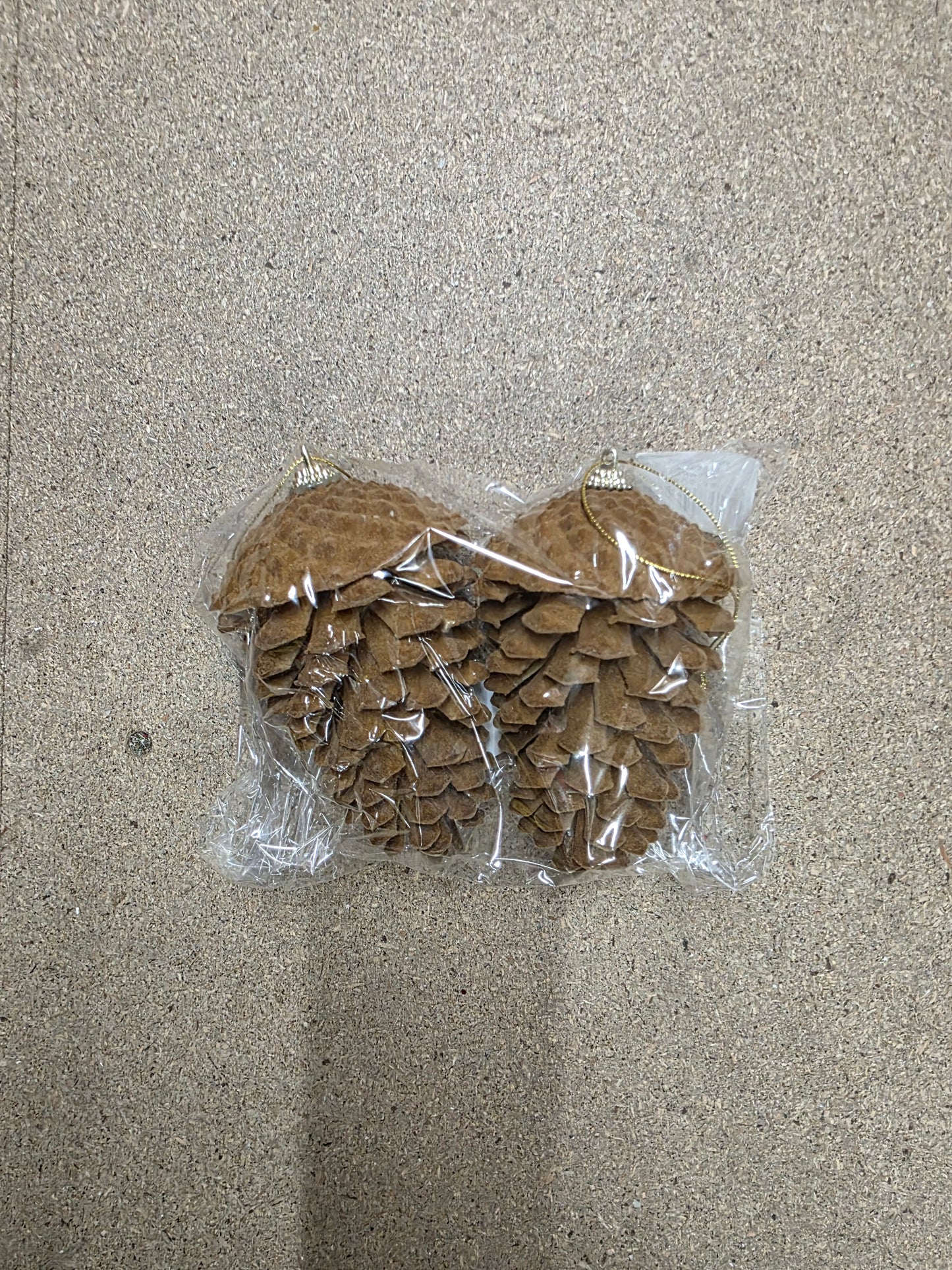 Flock Pine Cones Hang Brown X2