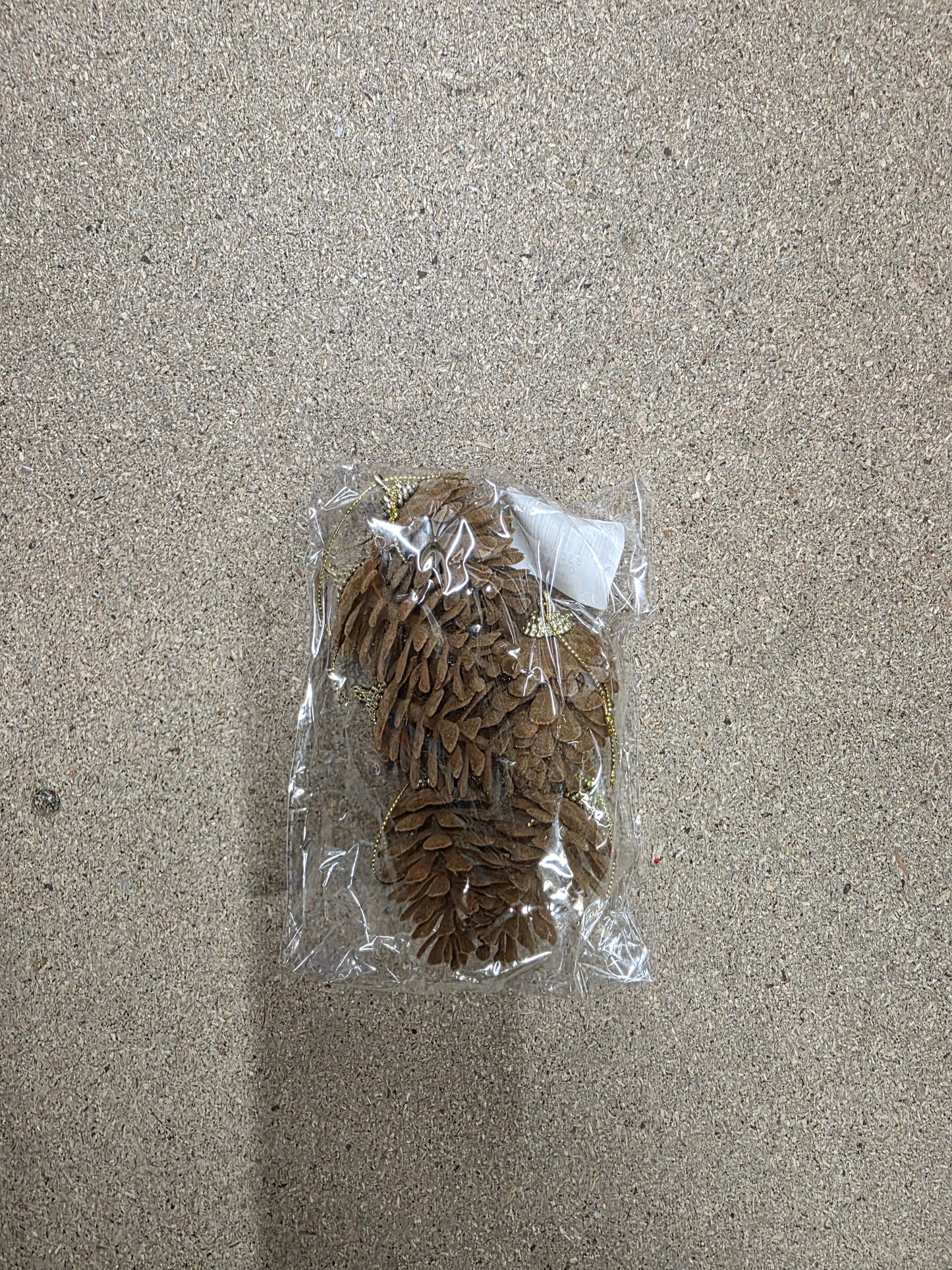 Flock Pine Cones Hang Brown X6