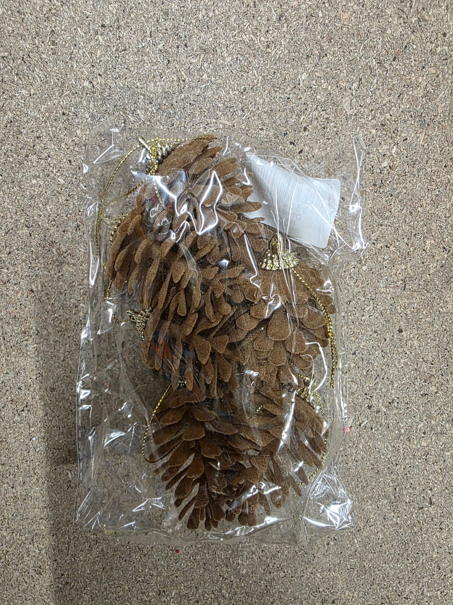 Flock Pine Cones Hang Brown X6