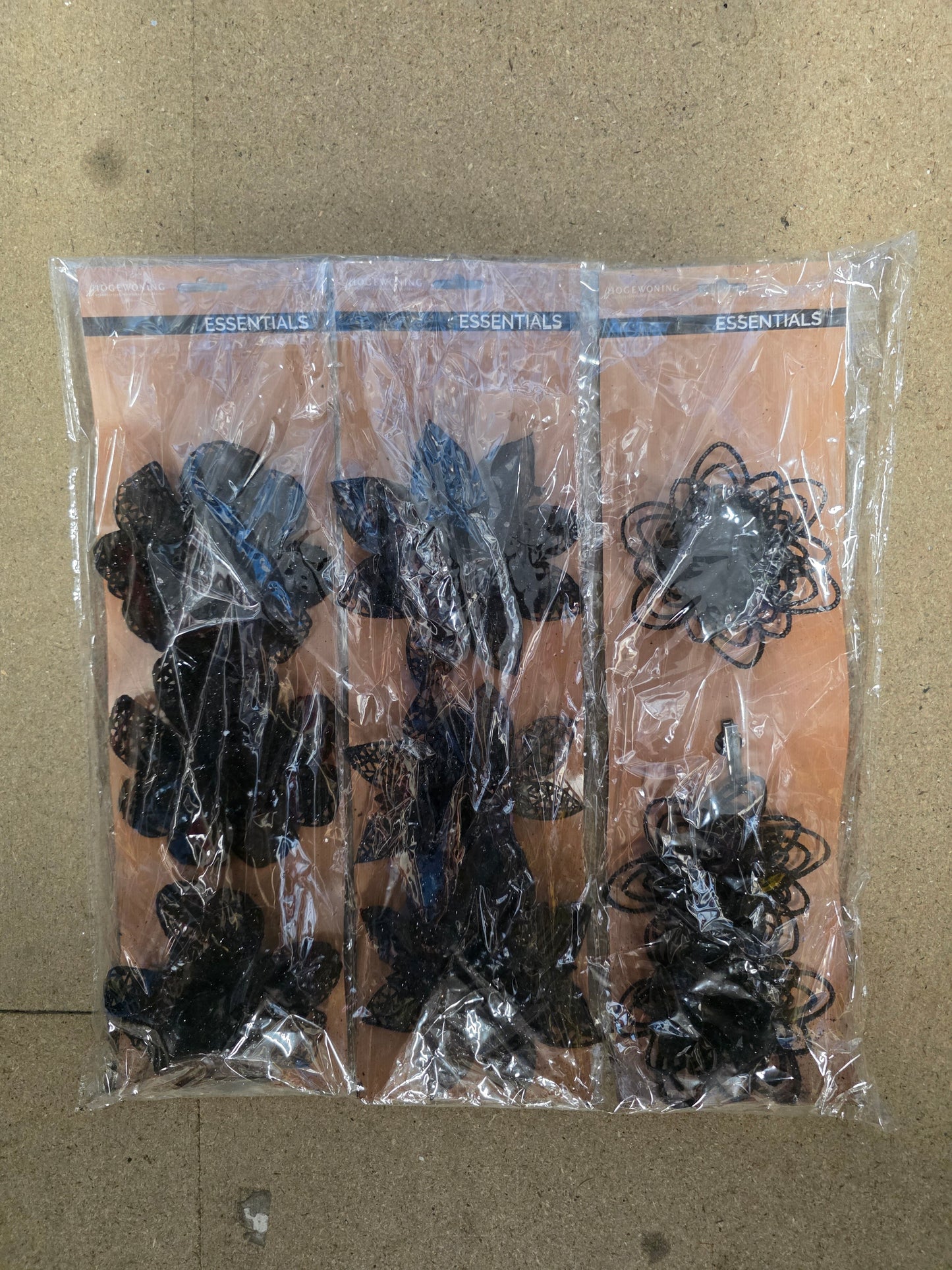 Flower On Clip Glitter Black 3 X 3