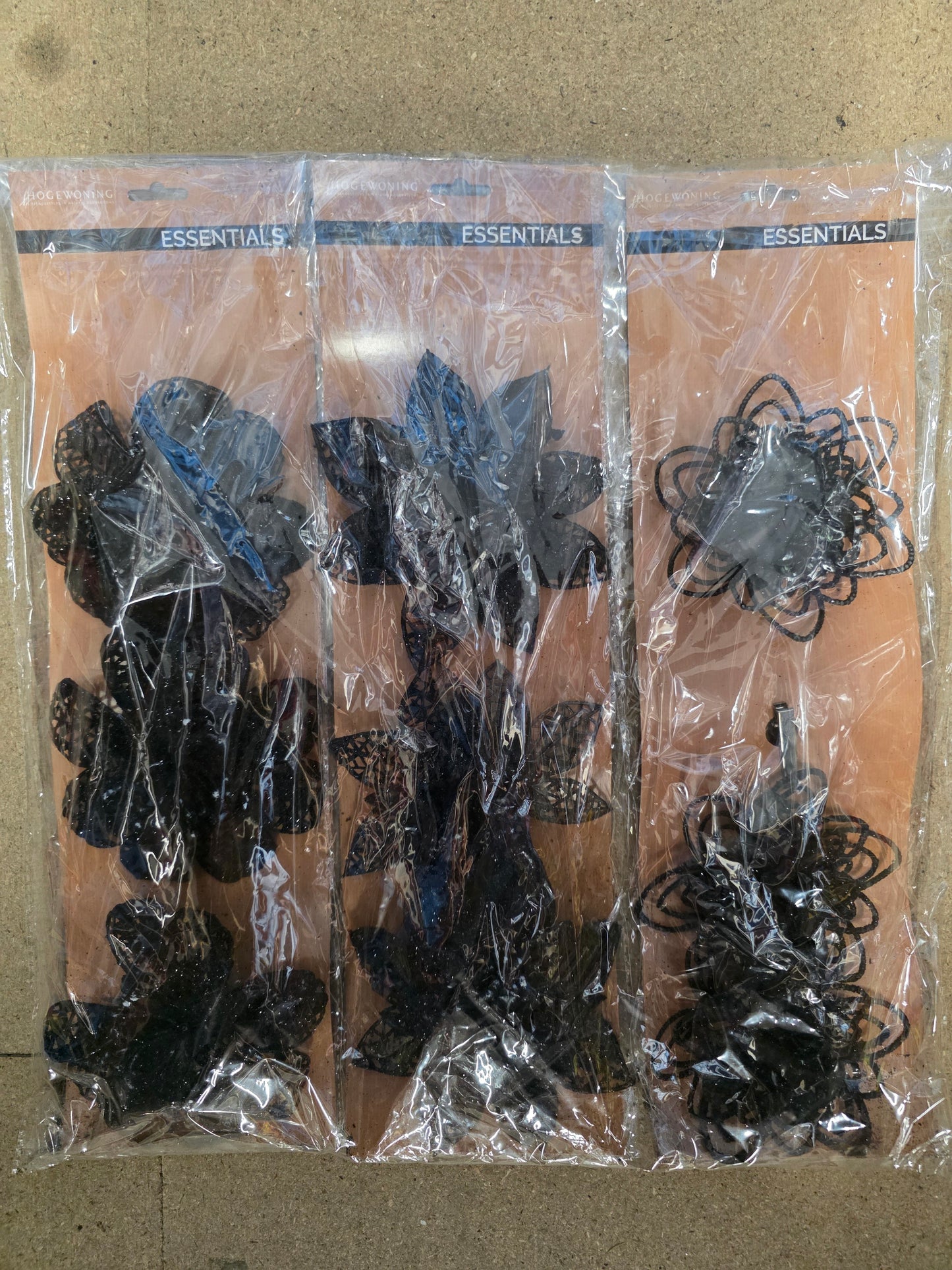 Flower On Clip Glitter Black 3 X 3