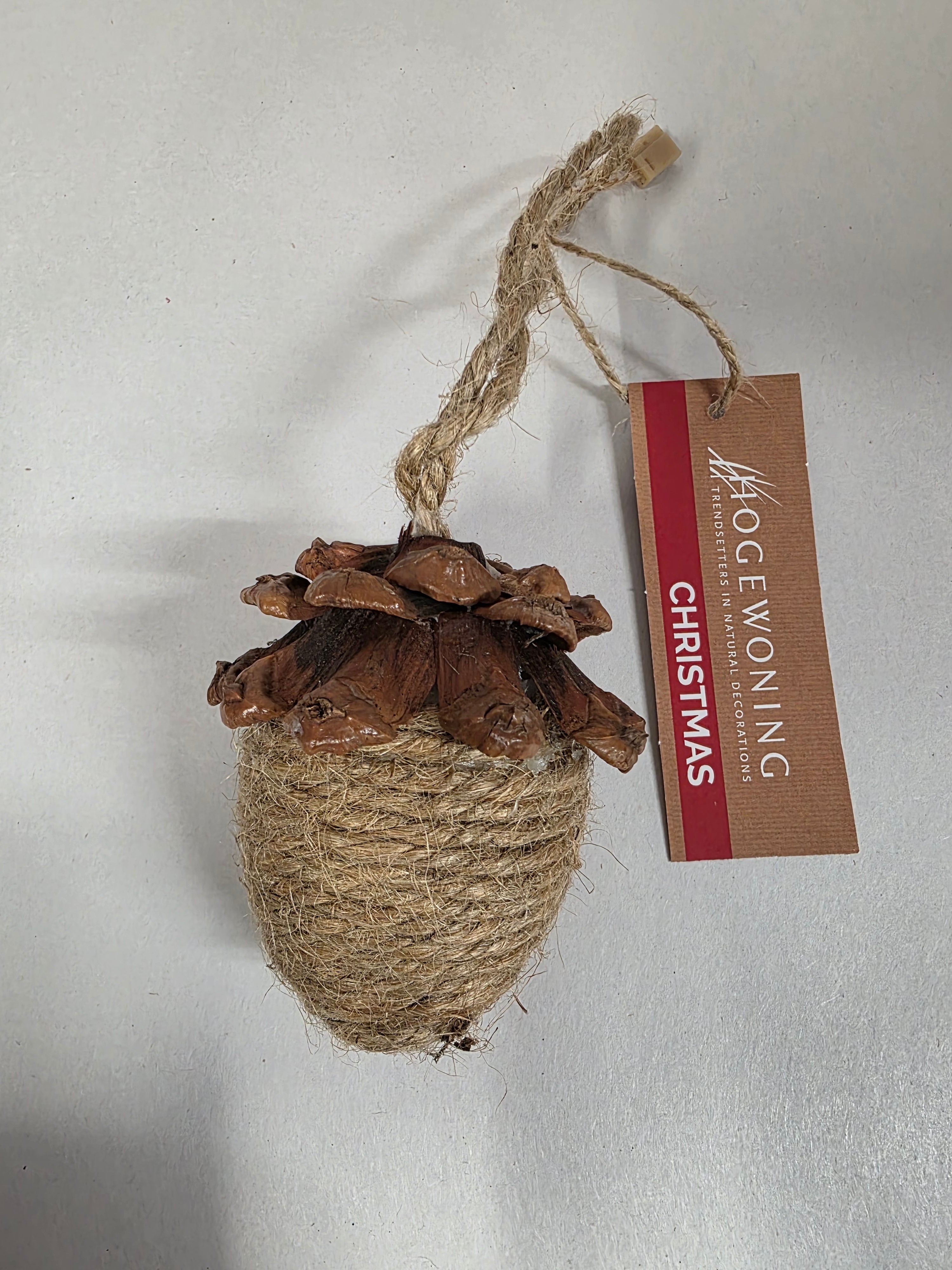 Hanger Pinecone Rope 7cm Natural (PACK OF 2)