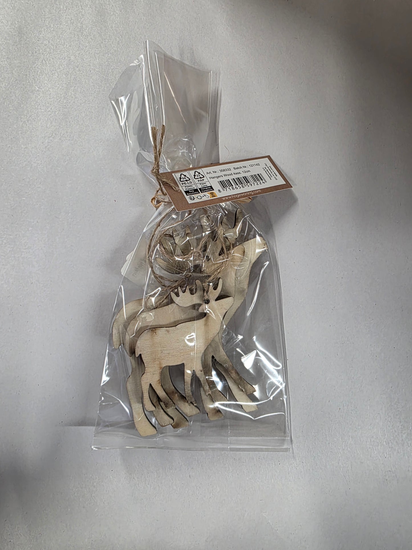 Hangers Wood Natural Reindeers 12cm