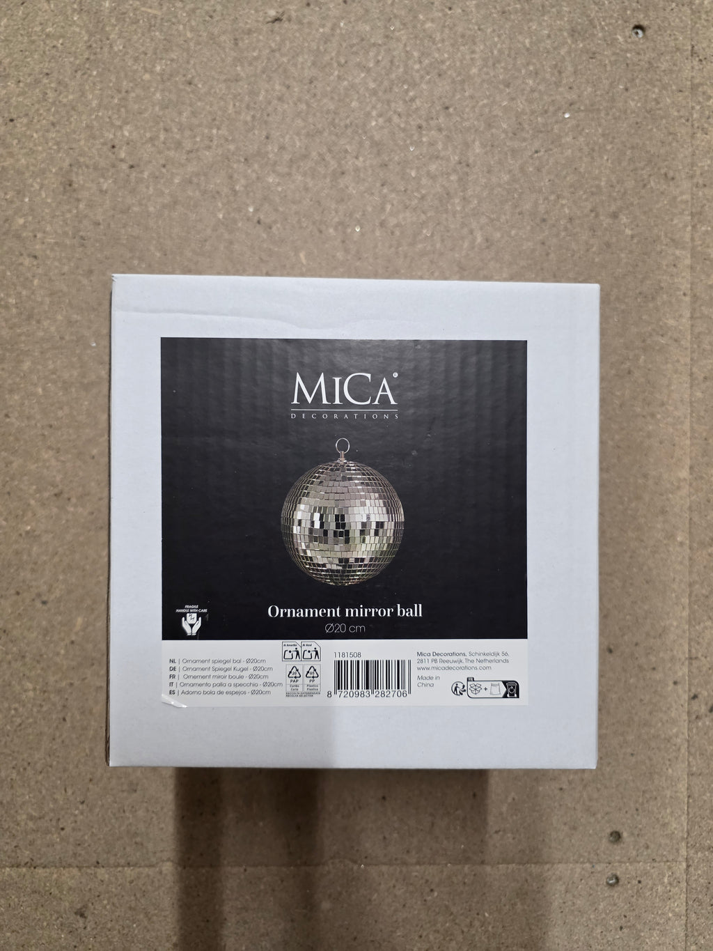 Bauble Mirror Ball Champagne 20cm